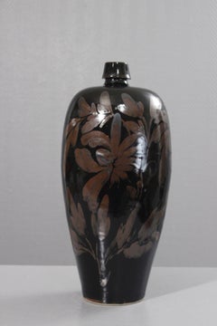 Large stoneware Meiping vase with Henan Glaze, China mid XXth Century