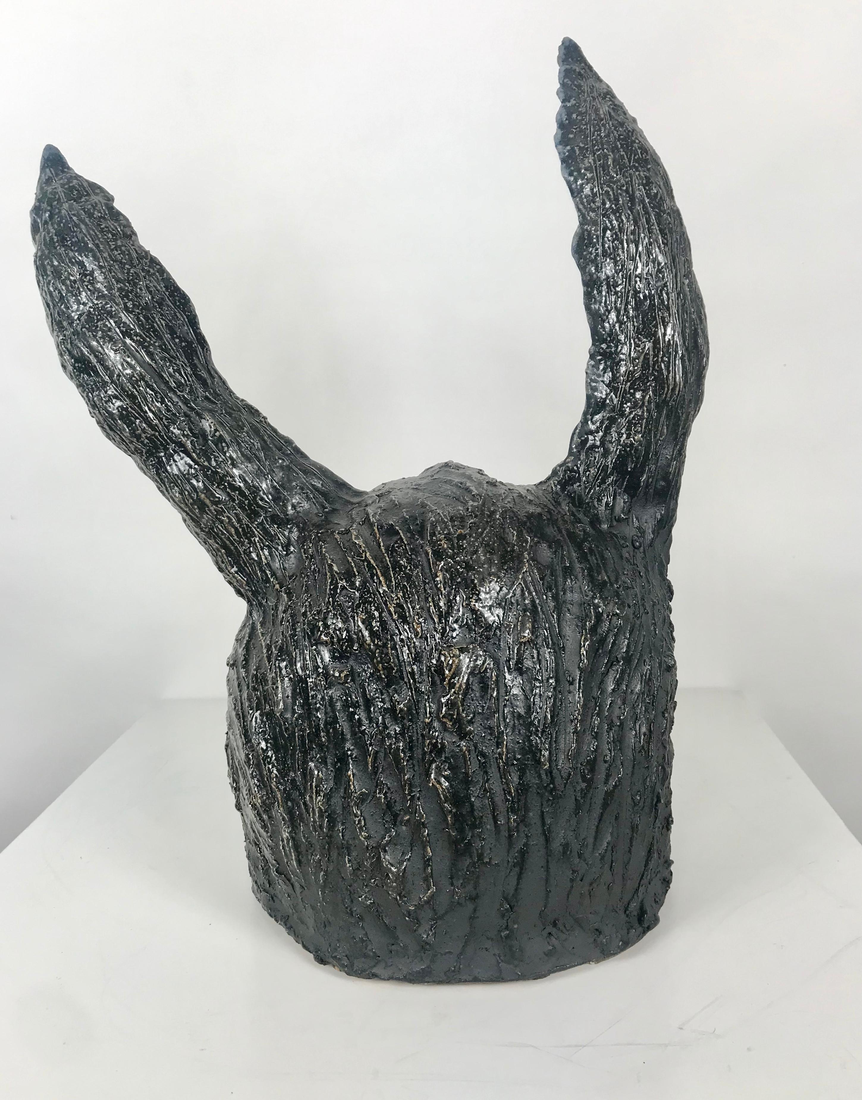 American Large Stoneware Pottery Hand Crafted Sculpture 'Rabbit