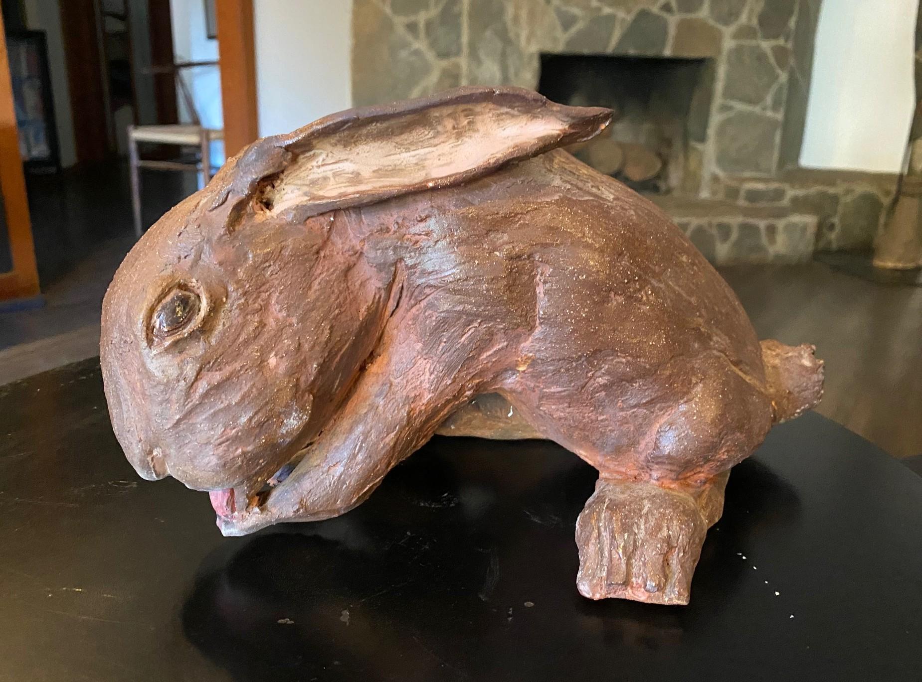 Large Stoneware Pottery Rabbit Bunny Animal Sculpture in vendita 4