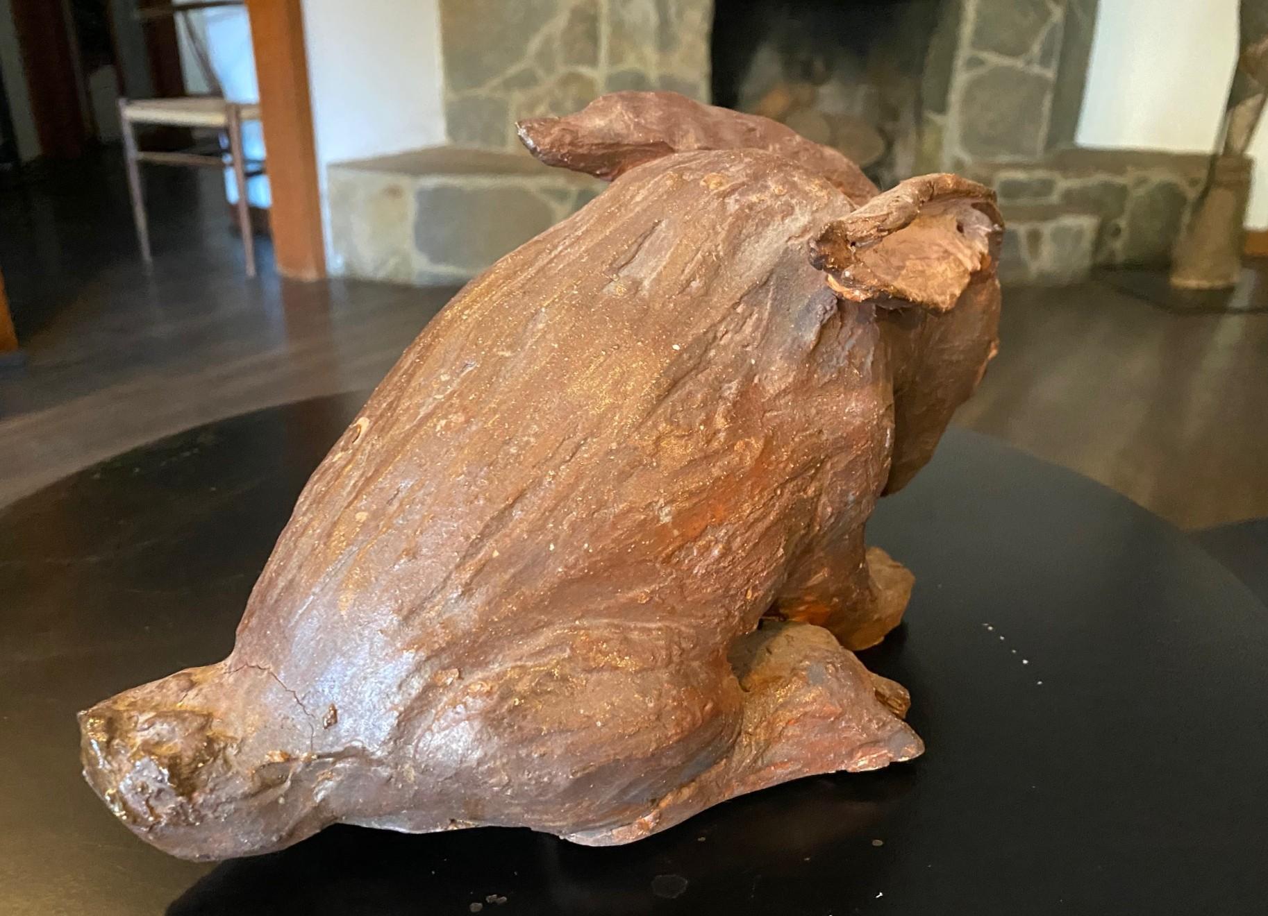 Terracotta Large Stoneware Pottery Rabbit Bunny Animal Sculpture in vendita