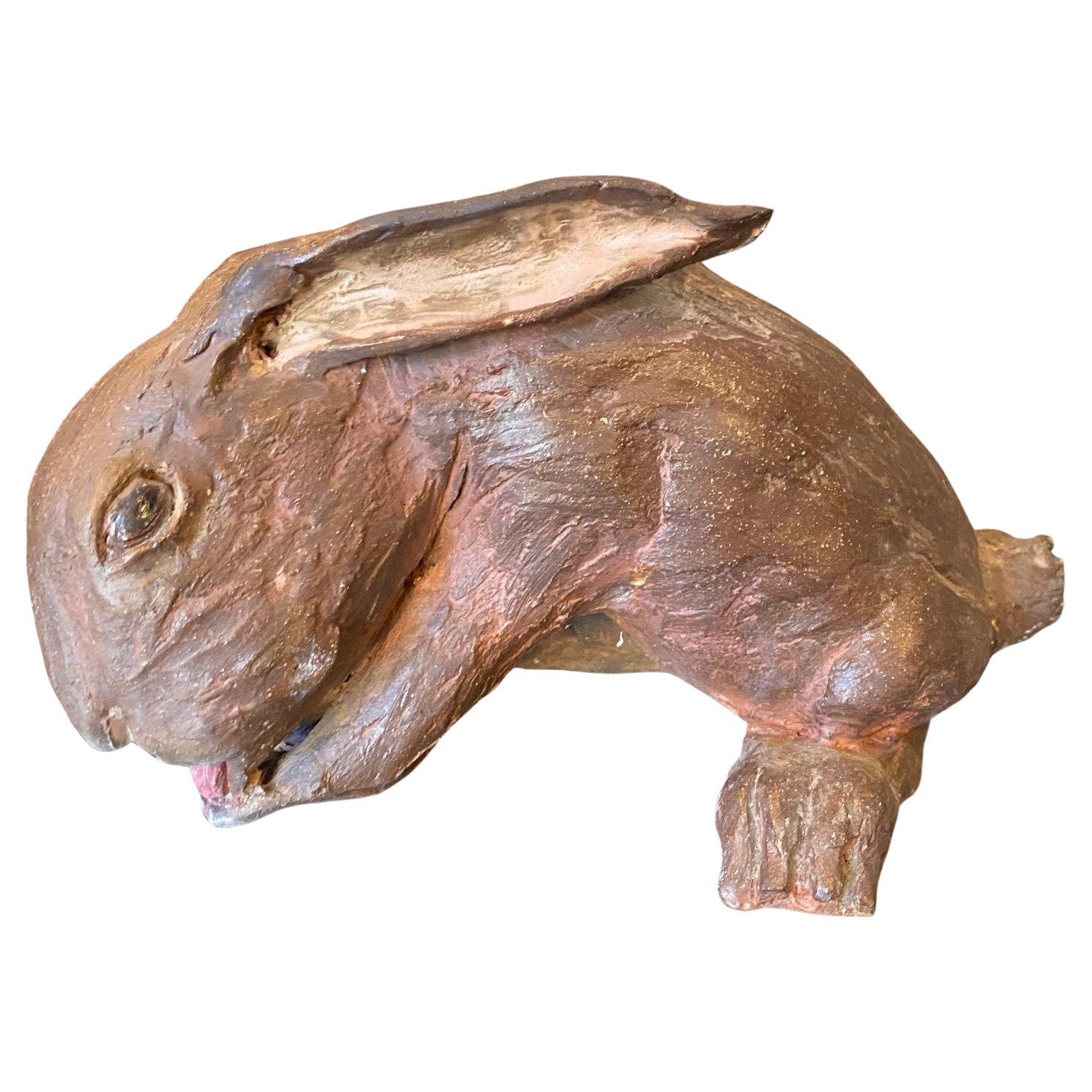 Large Stoneware Pottery Rabbit Bunny Animal Sculpture