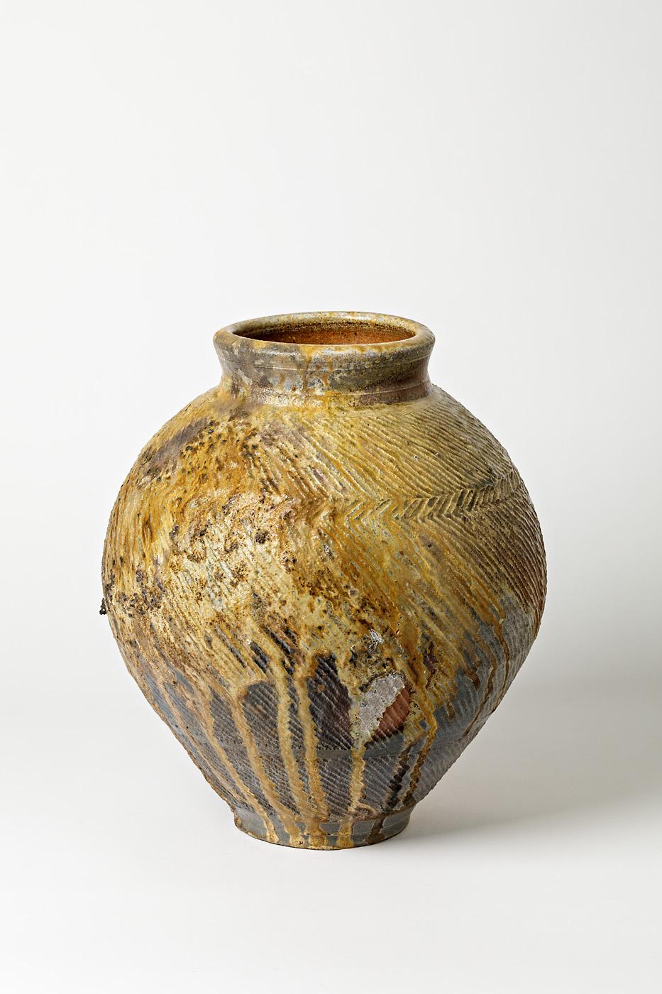 Ceramic Large Stoneware Pottery Vase by Steen Kepp Japanes Style, circa 1975
