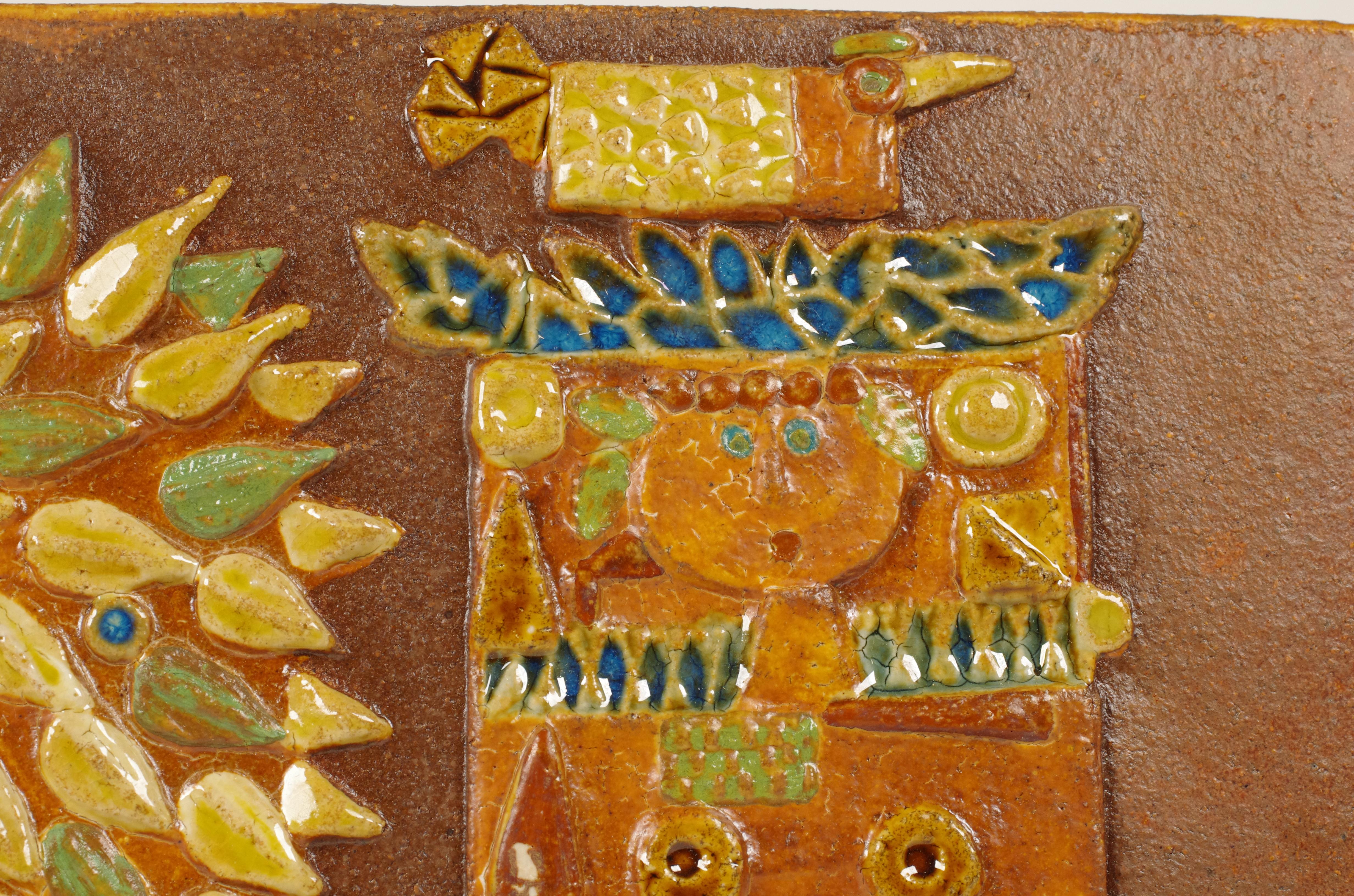 Suédois Grand carreau en relief en grès par Stig Lindberg pour Gustavsberg, Suède, années 1960 en vente