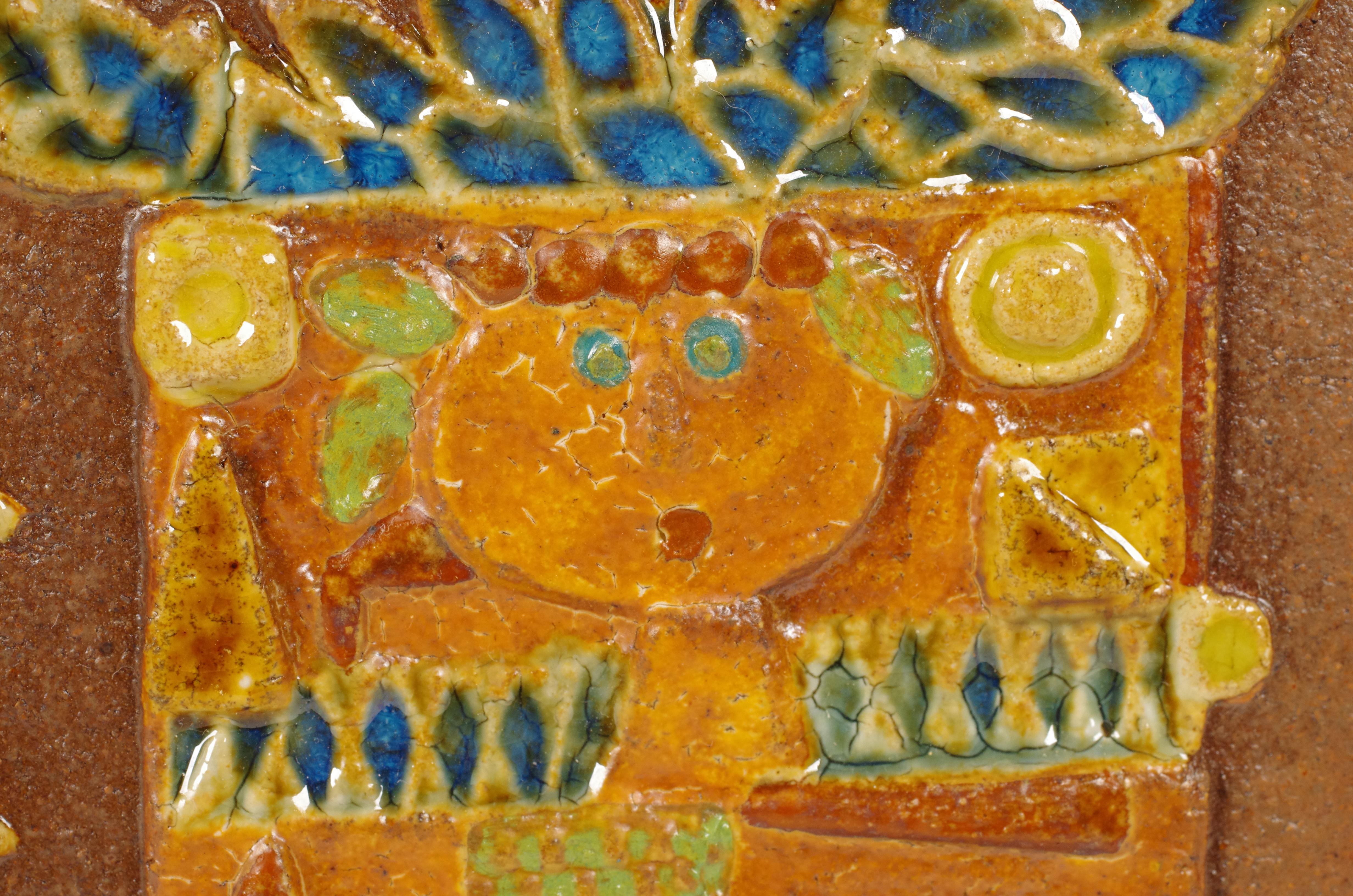 Moulage Grand carreau en relief en grès par Stig Lindberg pour Gustavsberg, Suède, années 1960 en vente