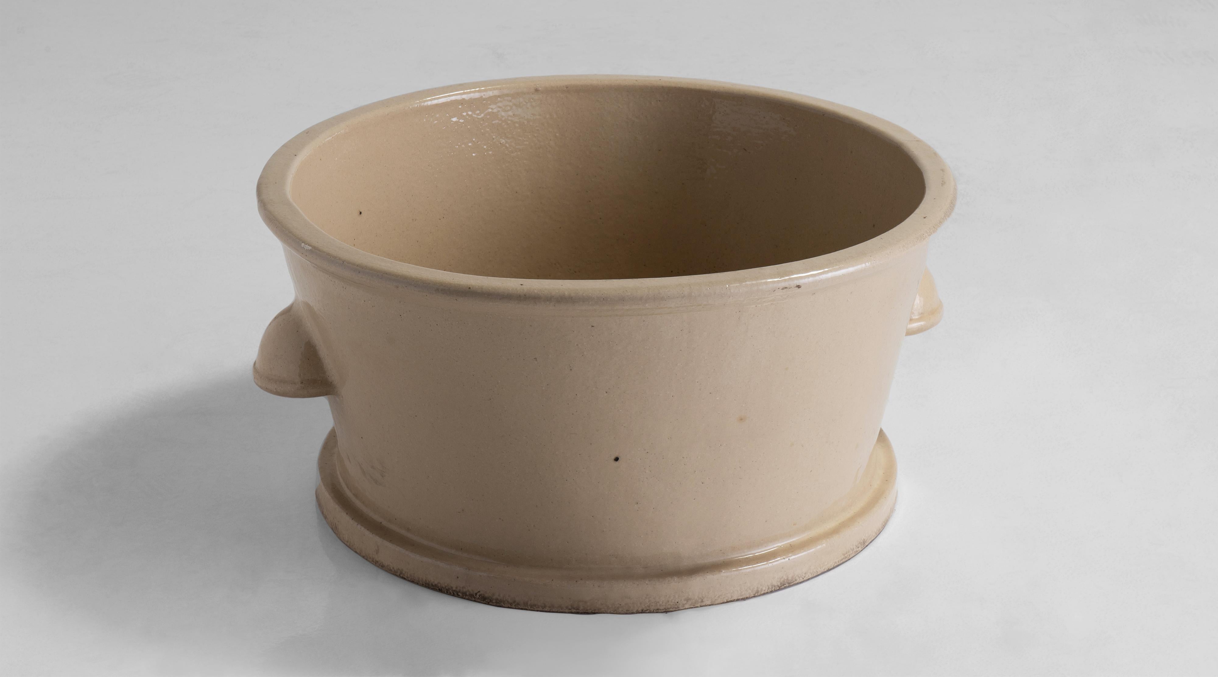 English Large Stoneware Strainer Bowl