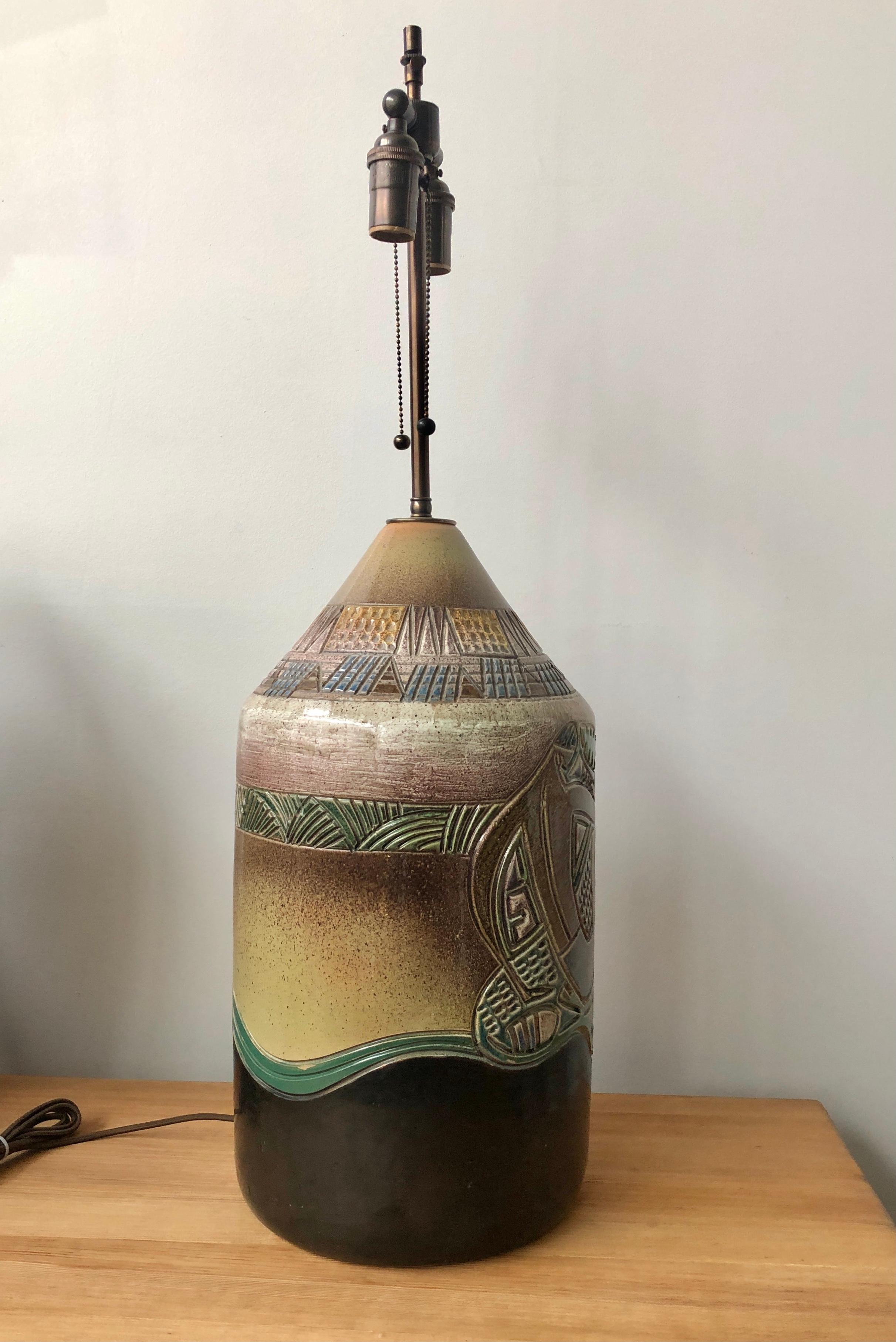 Swedish Large stoneware table lamp by ...... For Sale