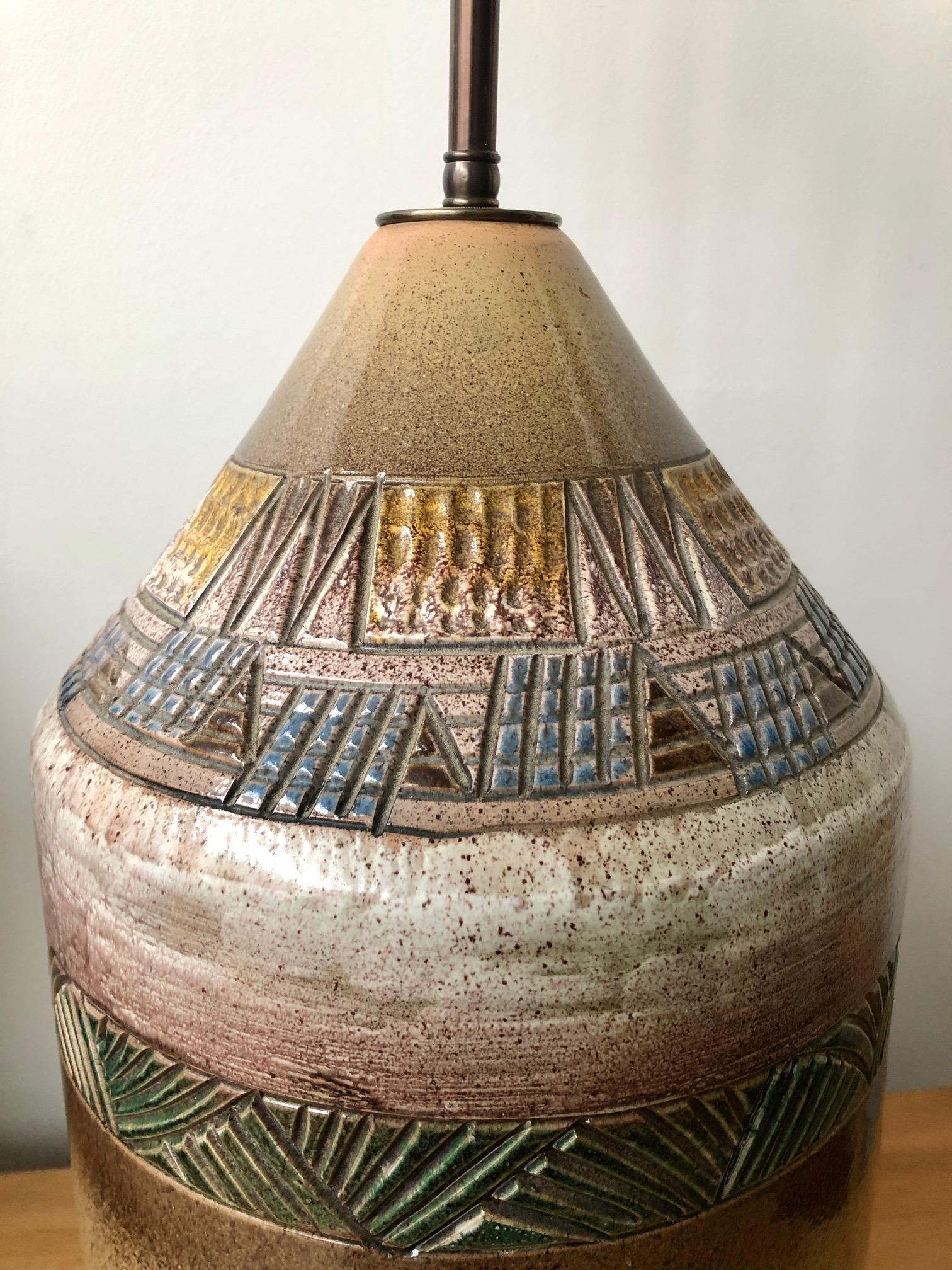 Large stoneware table lamp by ...... In Good Condition For Sale In Long Island City, NY