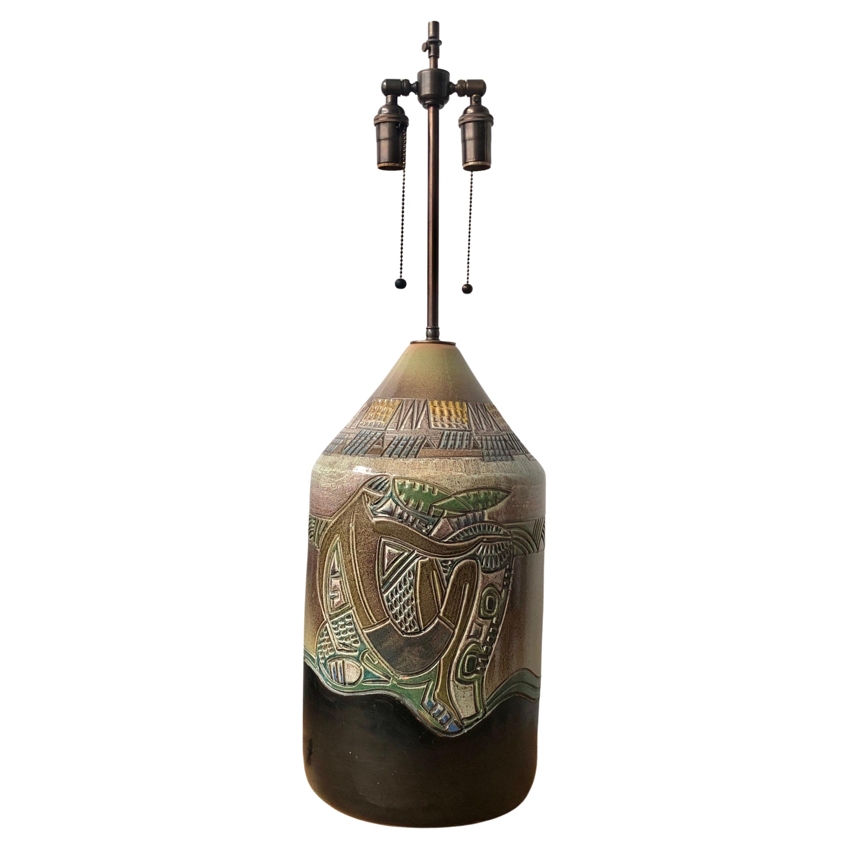 Große Tischlampe aus Steingut von ......