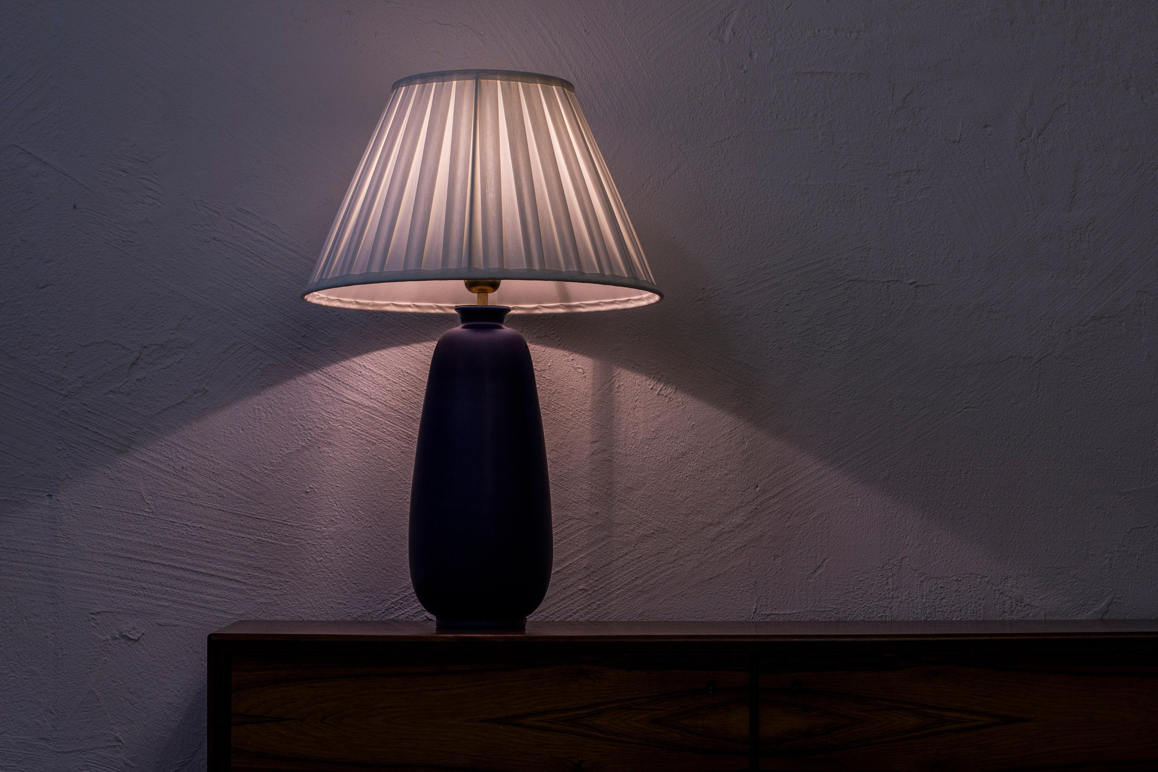 Large Stoneware Table Lamp by Erich & Ingrid Triller, Sweden, 1950s 2