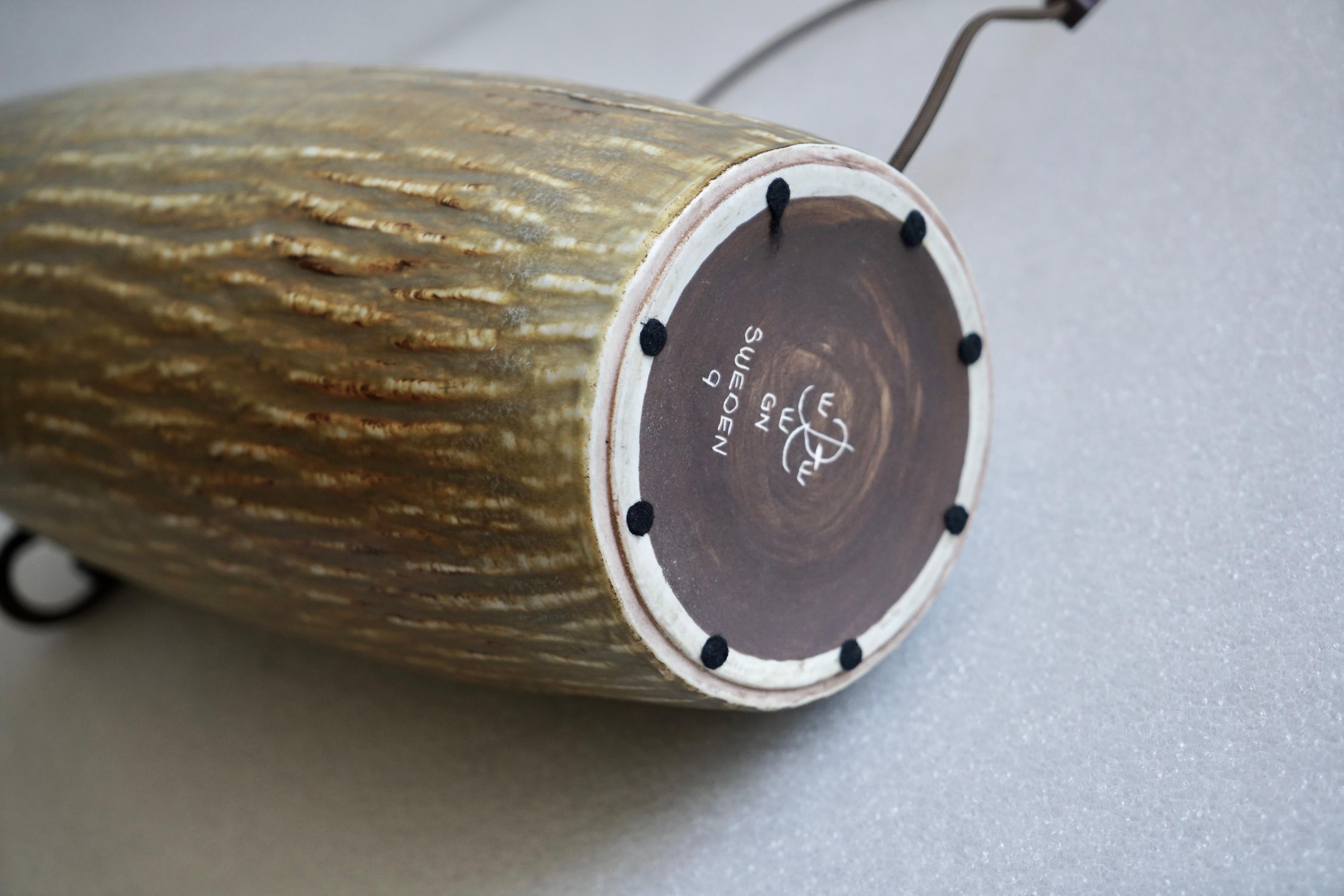 Milieu du XXe siècle Grand grès  lampe de table  par Gunnar Nylund pour Rostrand en vente