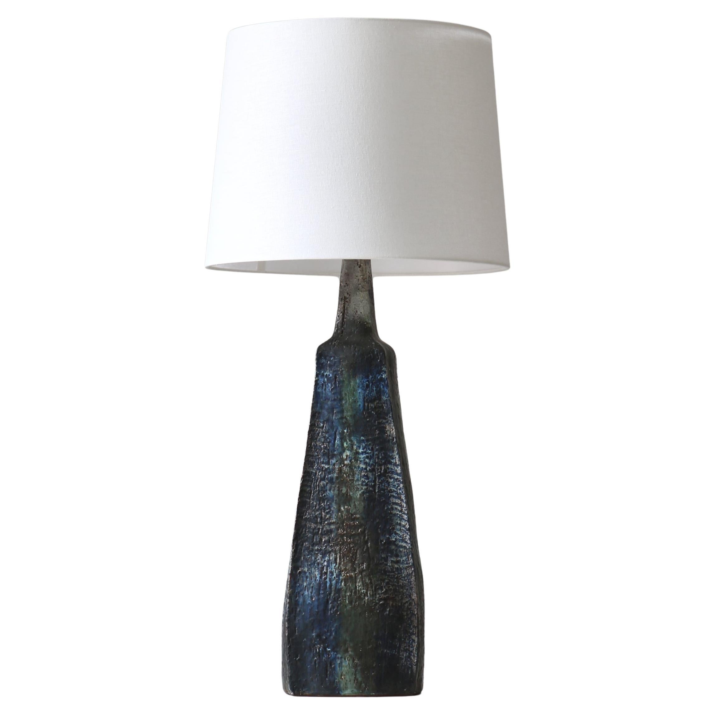 Large Stoneware Table Lamp Handmade by "Sejer" Denmark, 1960s Brutalism For Sale