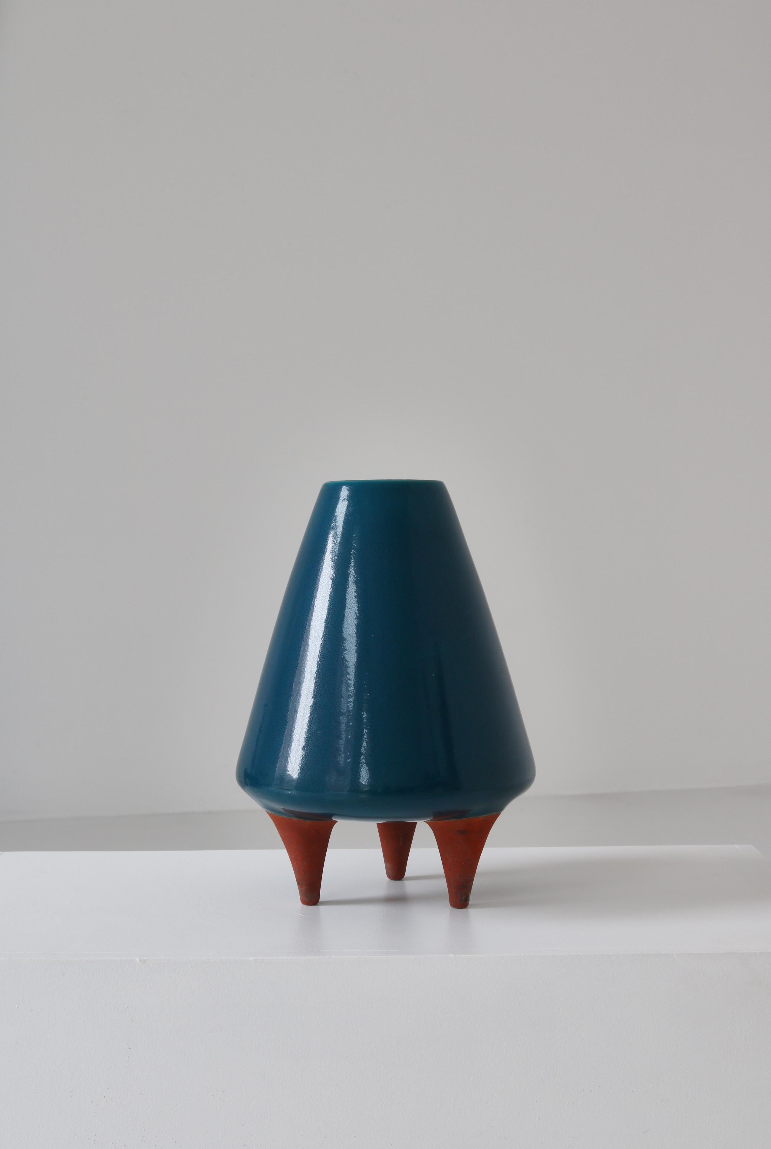 Danish Large Stoneware Tripod Vase by Johannes Hedegaard at Royal Copenhagen, 1959
