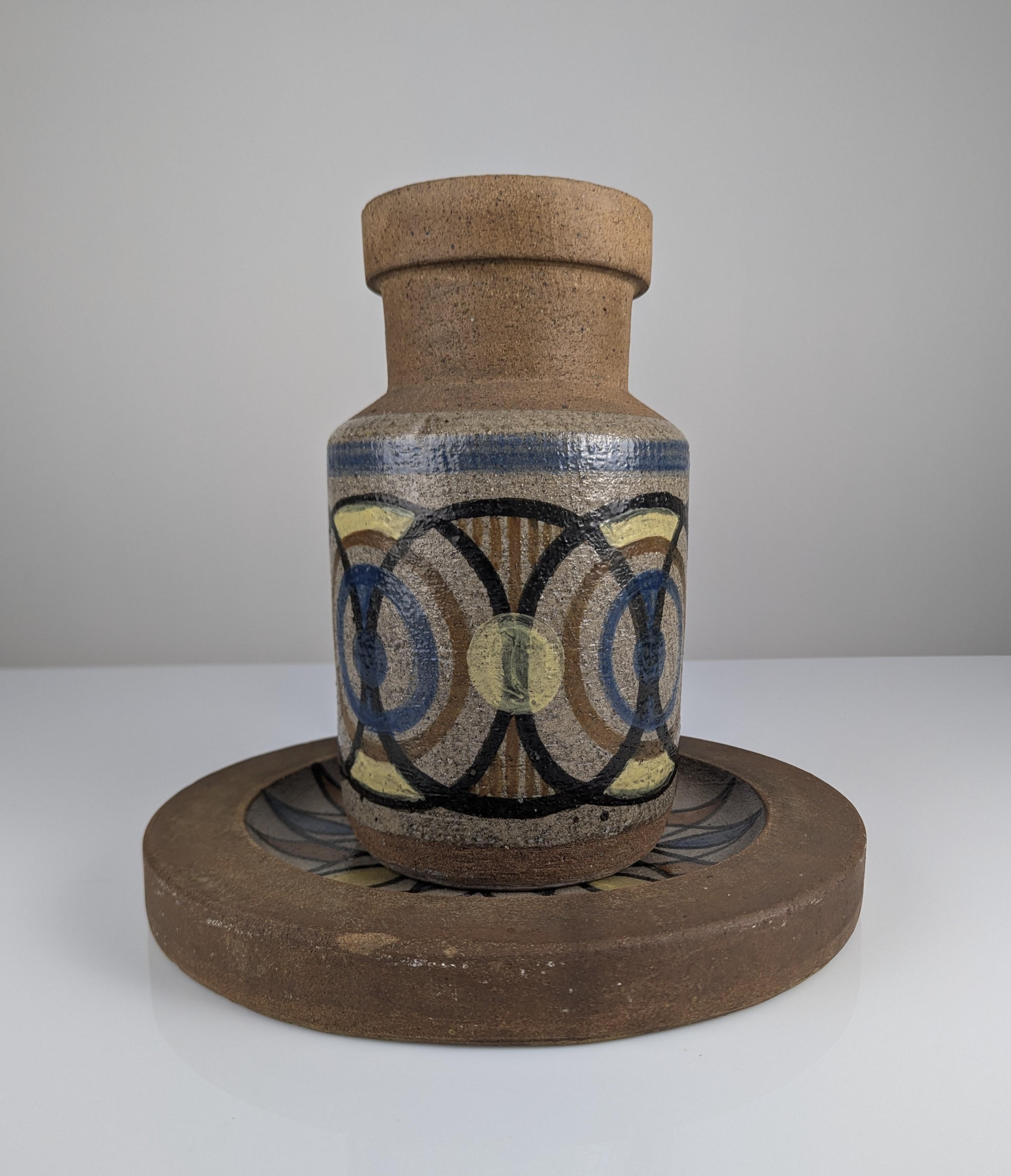 Milieu du XXe siècle Grand vase et assiette d'Antonio Salvador Orodea ASO Valdemorillo, années 1960 en vente