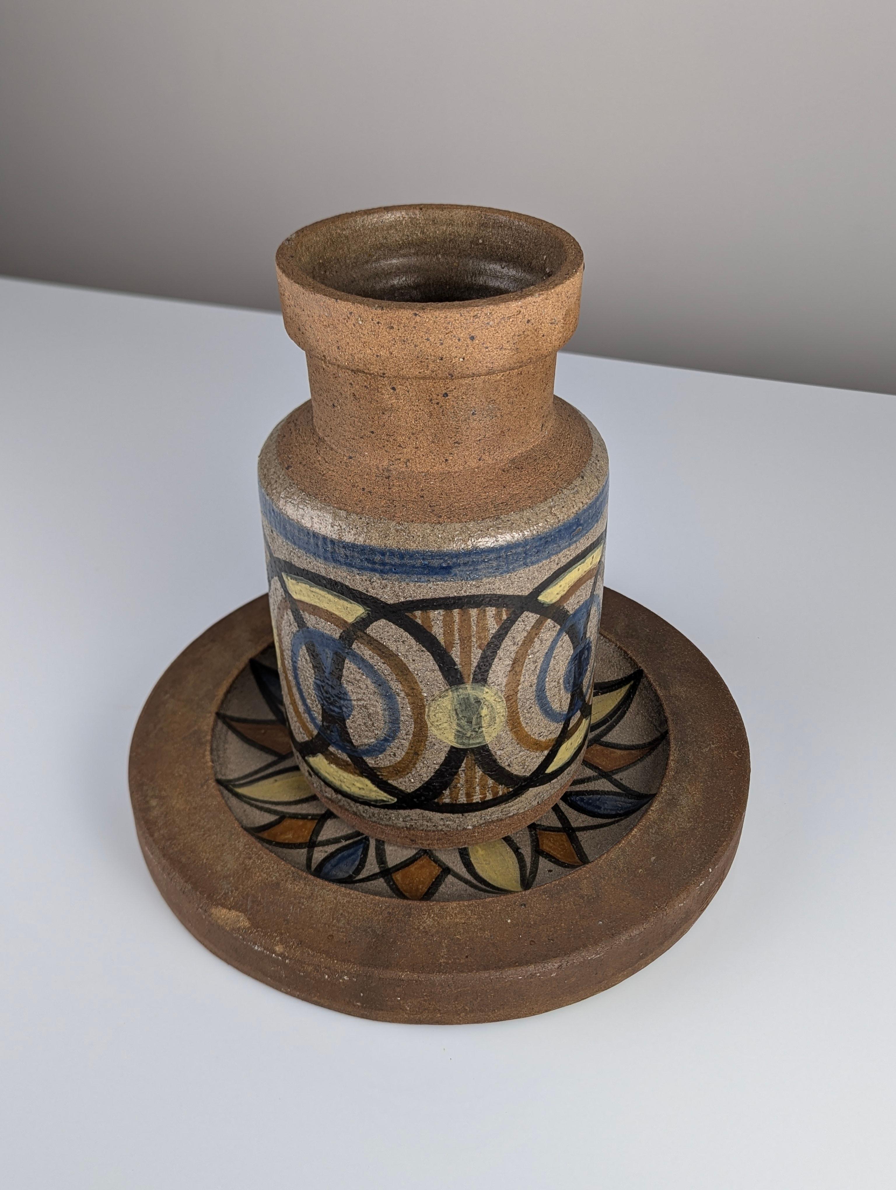 Grès Grand vase et assiette d'Antonio Salvador Orodea ASO Valdemorillo, années 1960 en vente