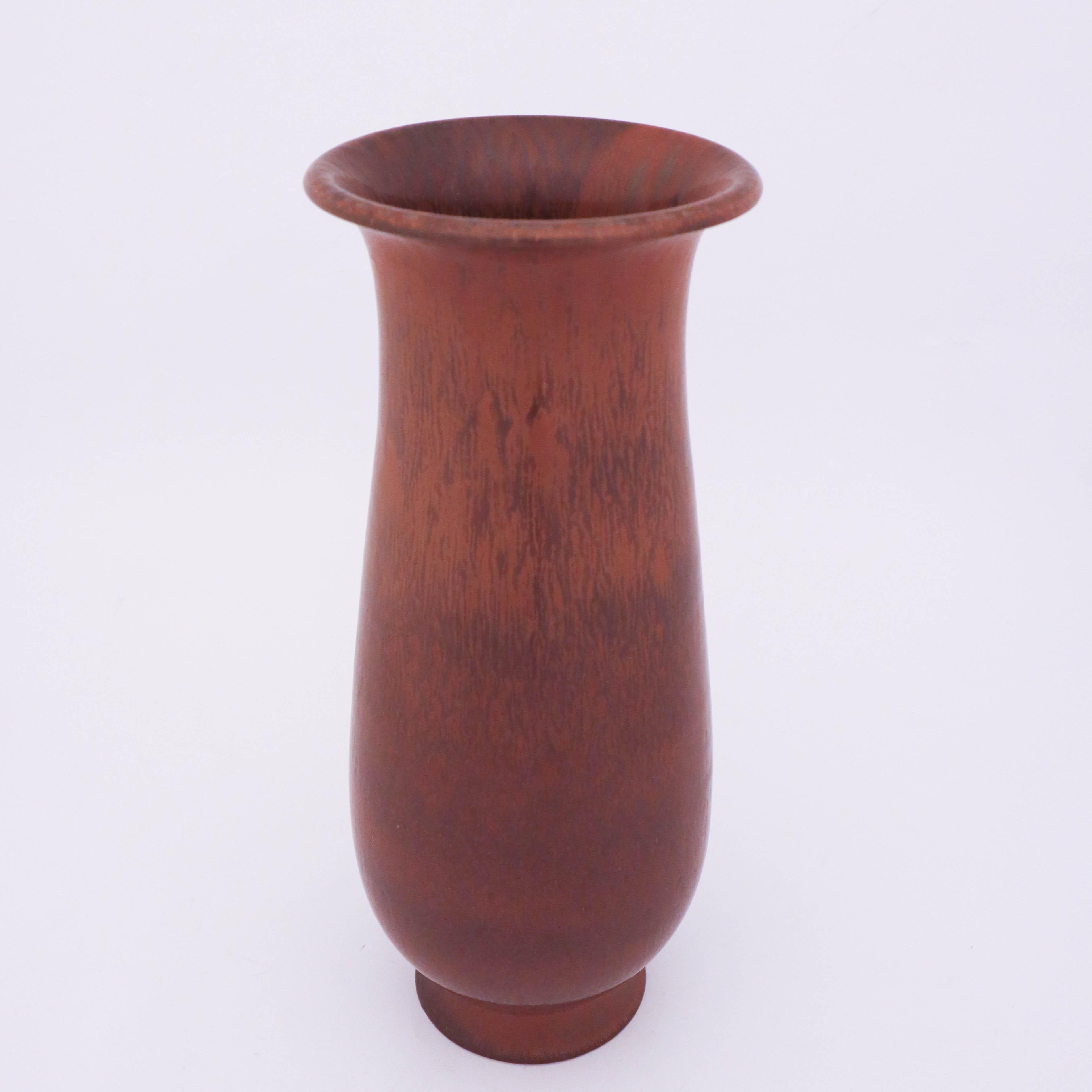 Swedish Large Stoneware Vase, Brown, Gunnar Nylund, Rörstrand, Midcentury For Sale