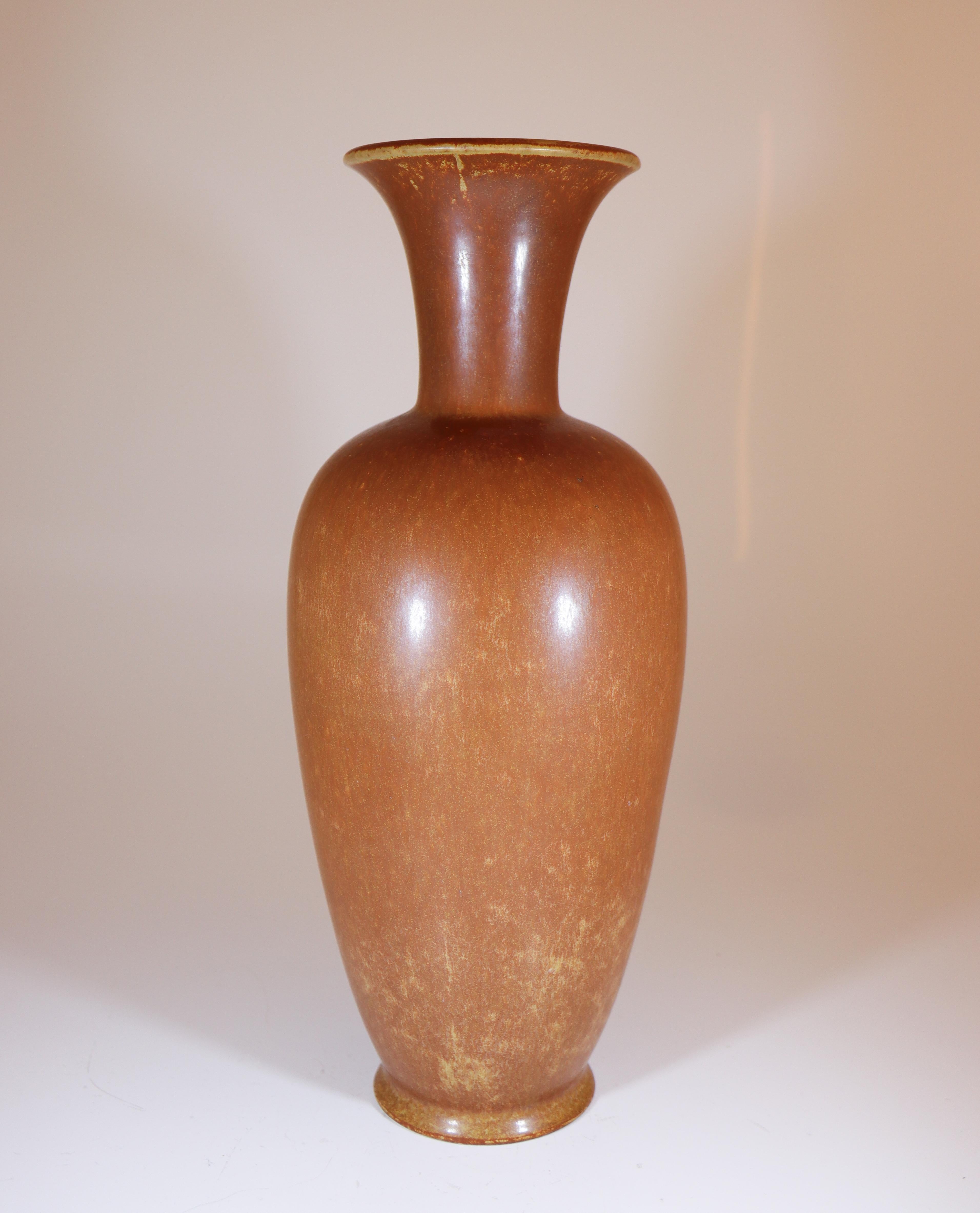 Jarrón grande de gres, marrón, Gunnar Nylund, Rörstrand, escandinavo moderno Glaseado en venta