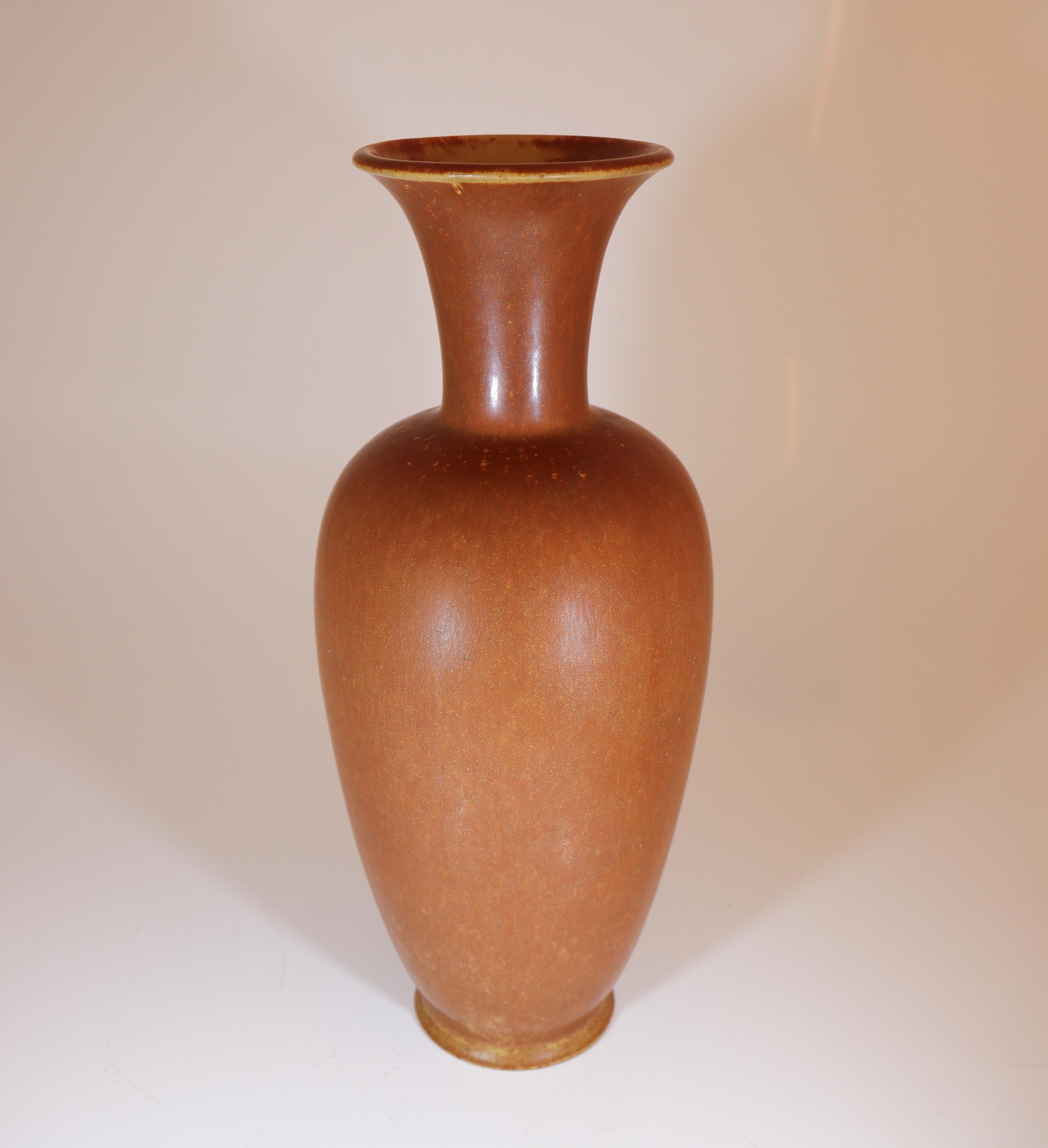 Jarrón grande de gres, marrón, Gunnar Nylund, Rörstrand, escandinavo moderno siglo XX en venta