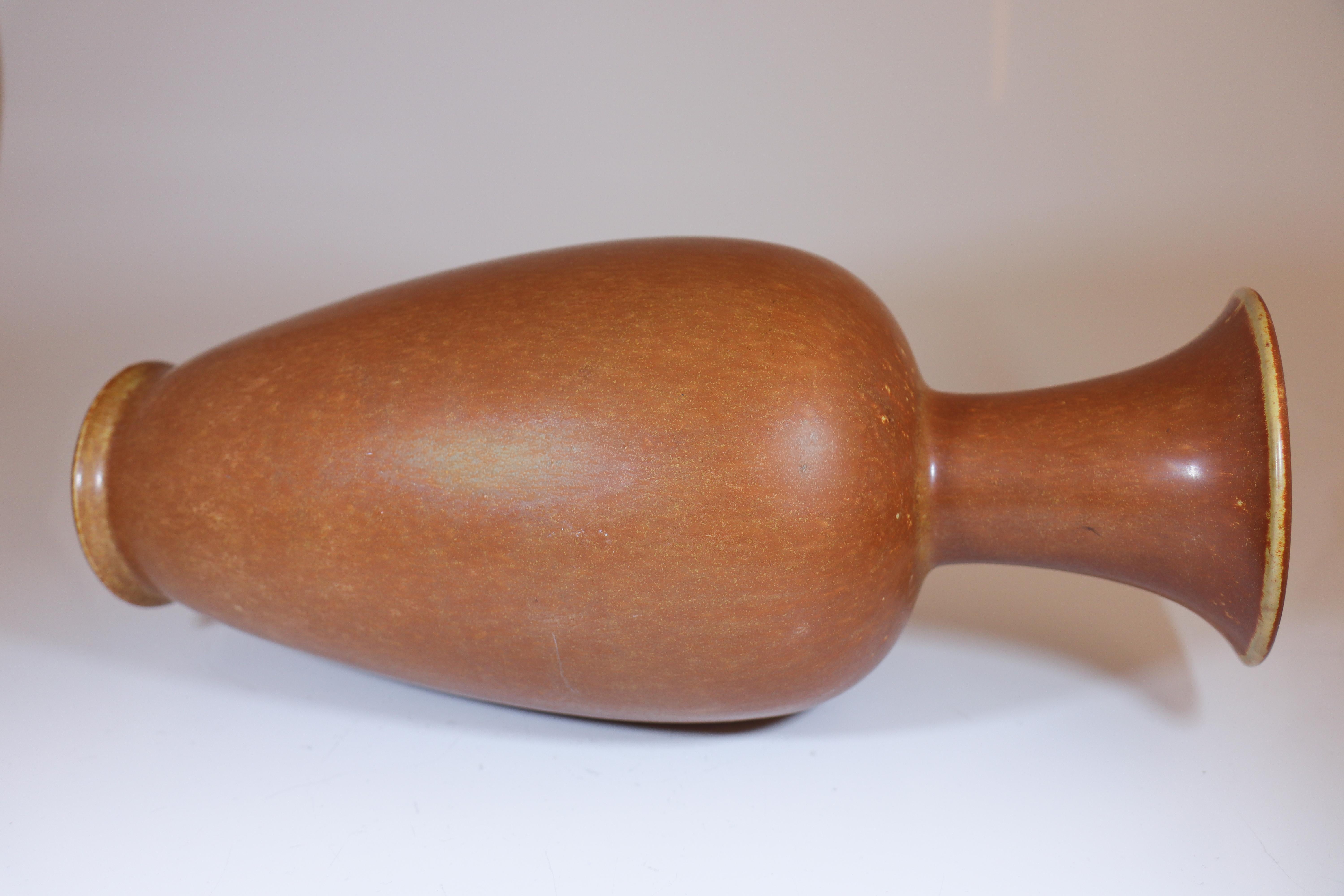 Jarrón grande de gres, marrón, Gunnar Nylund, Rörstrand, escandinavo moderno Gres en venta