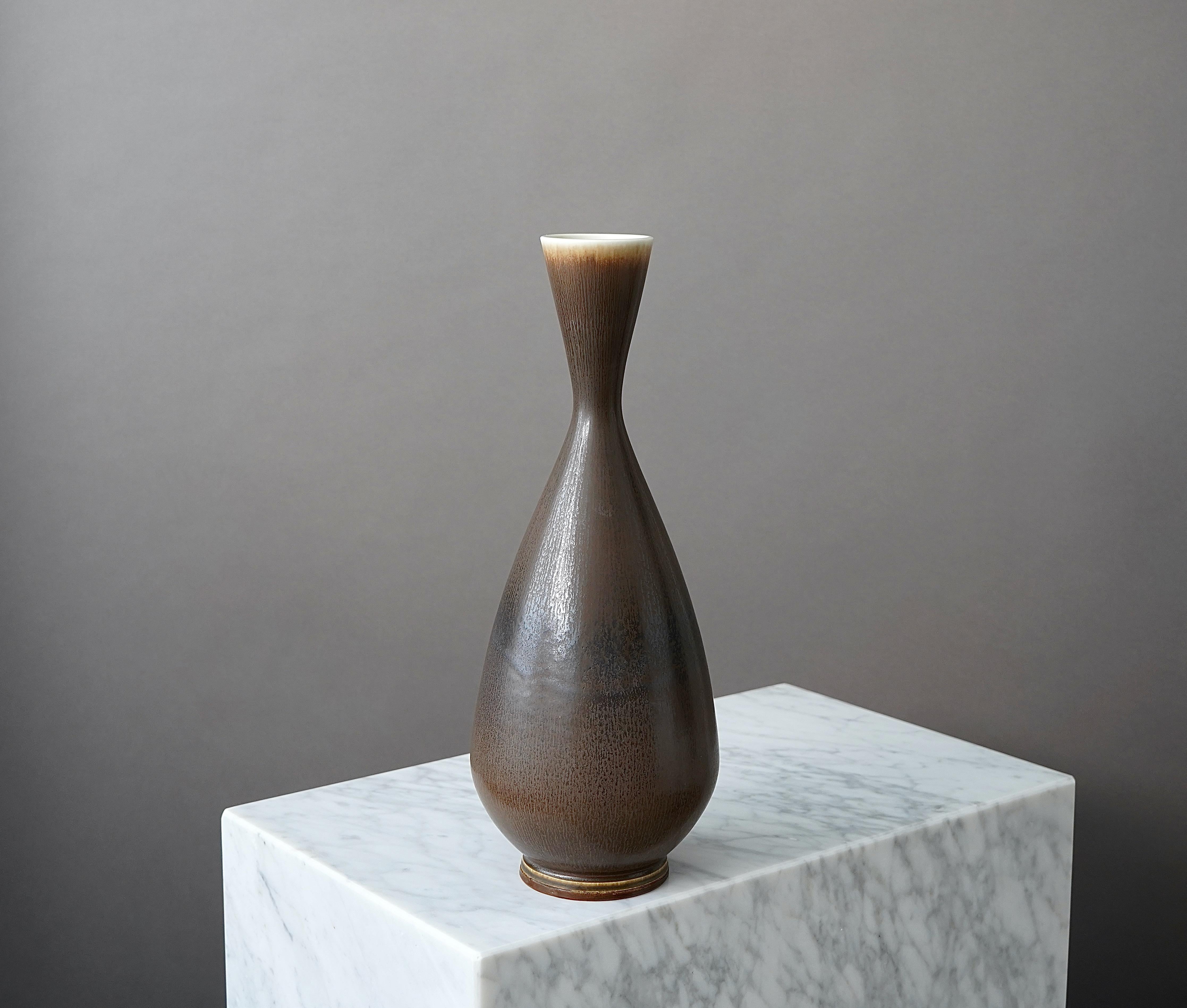 Turned Large Stoneware Vase by Berndt Friberg for Gustavsberg Studio, Sweden, 1963 For Sale
