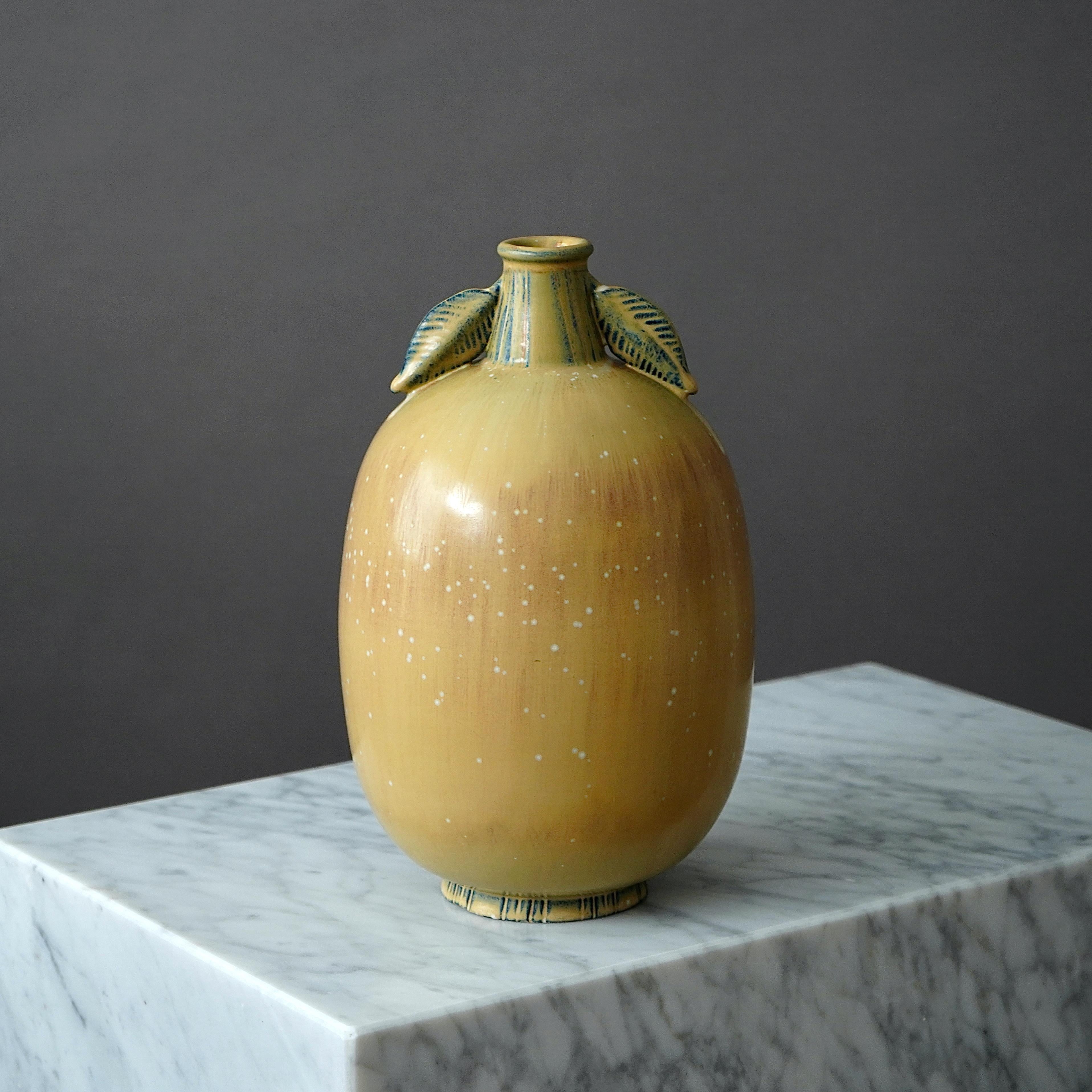 Scandinavian Modern Large Stoneware Vase by Gunnar Nylund for Rorstrand, Sweden, 1940s For Sale