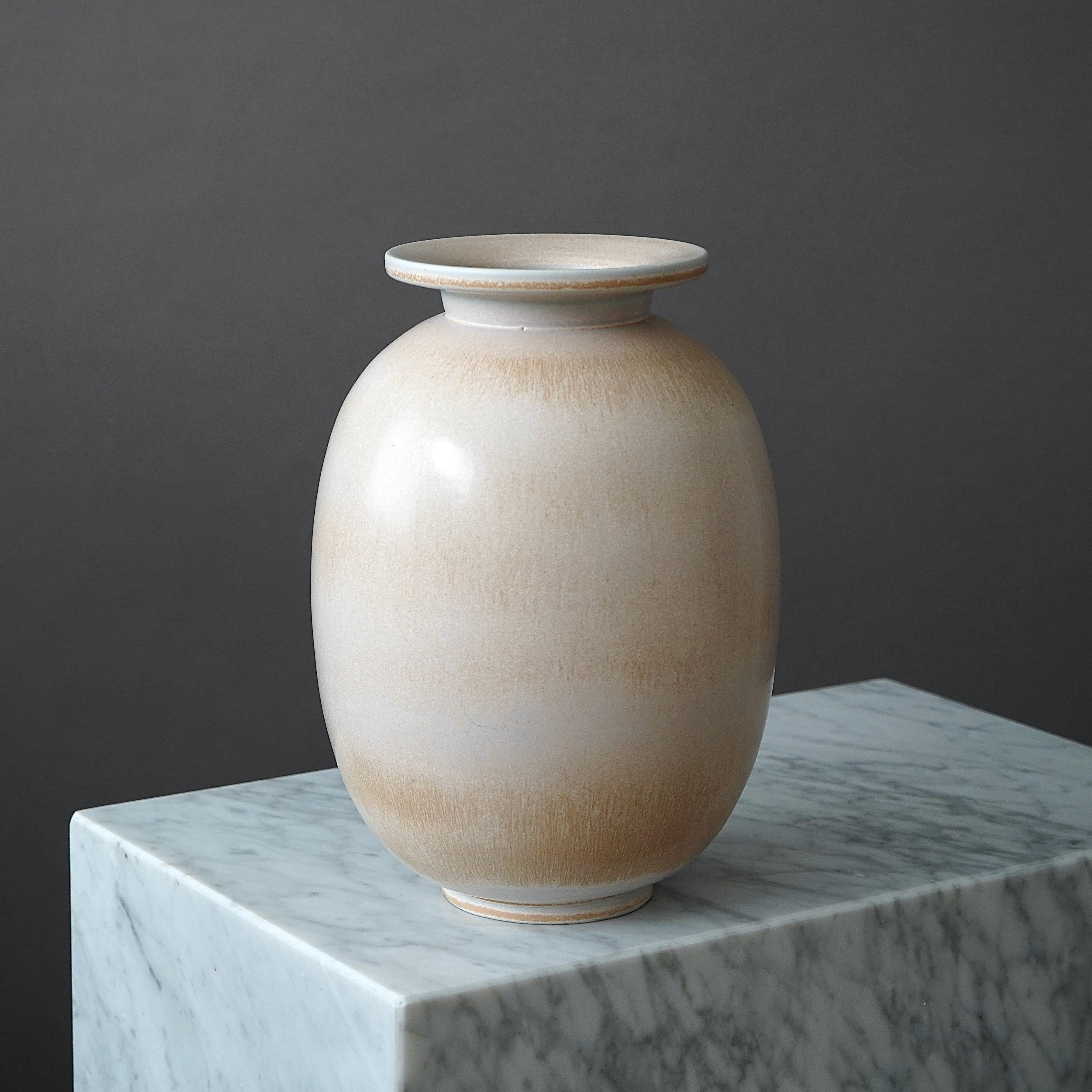 Scandinavian Modern Large Stoneware Vase by Gunnar Nylund for Rorstrand, Sweden, 1940s