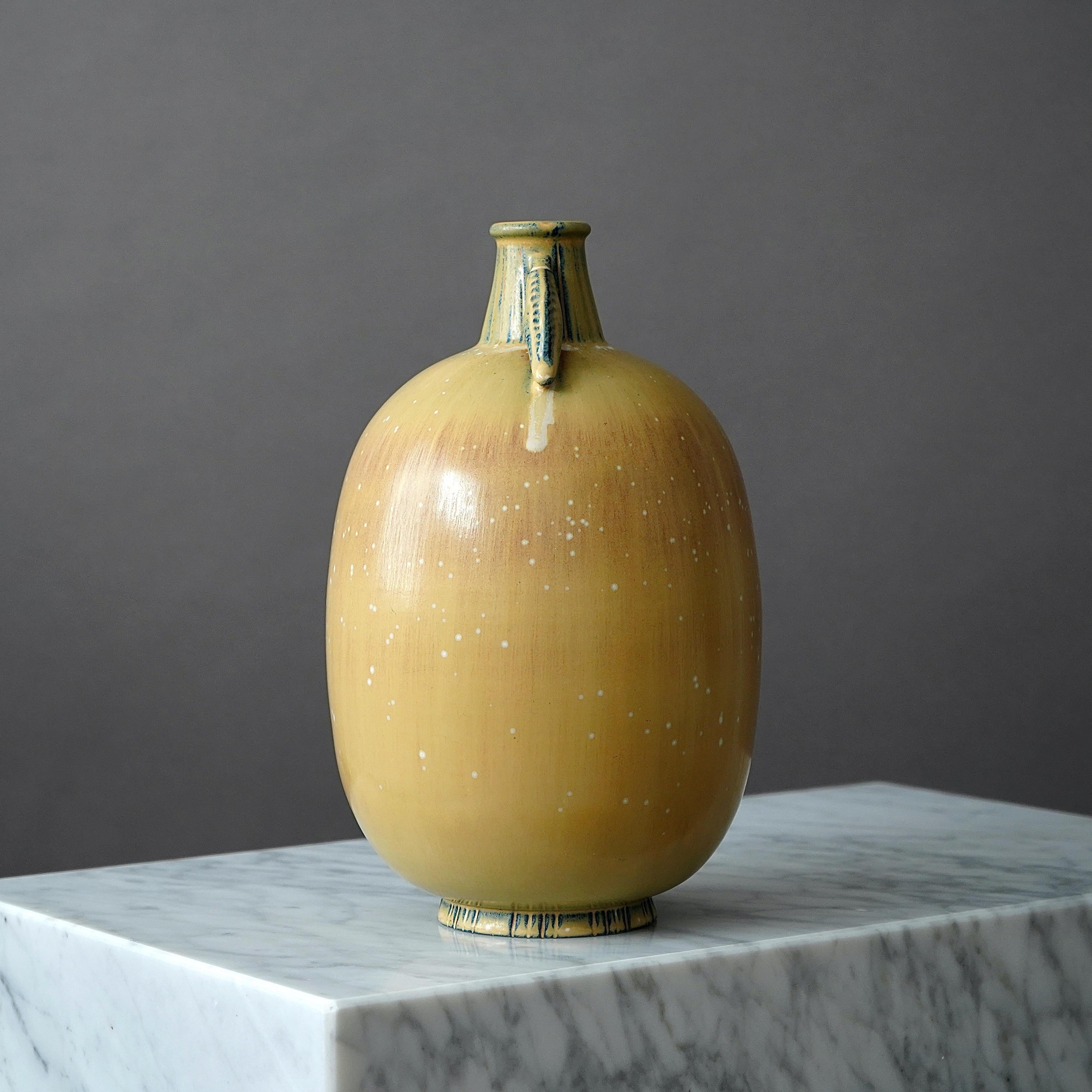 Glazed Large Stoneware Vase by Gunnar Nylund for Rorstrand, Sweden, 1940s For Sale