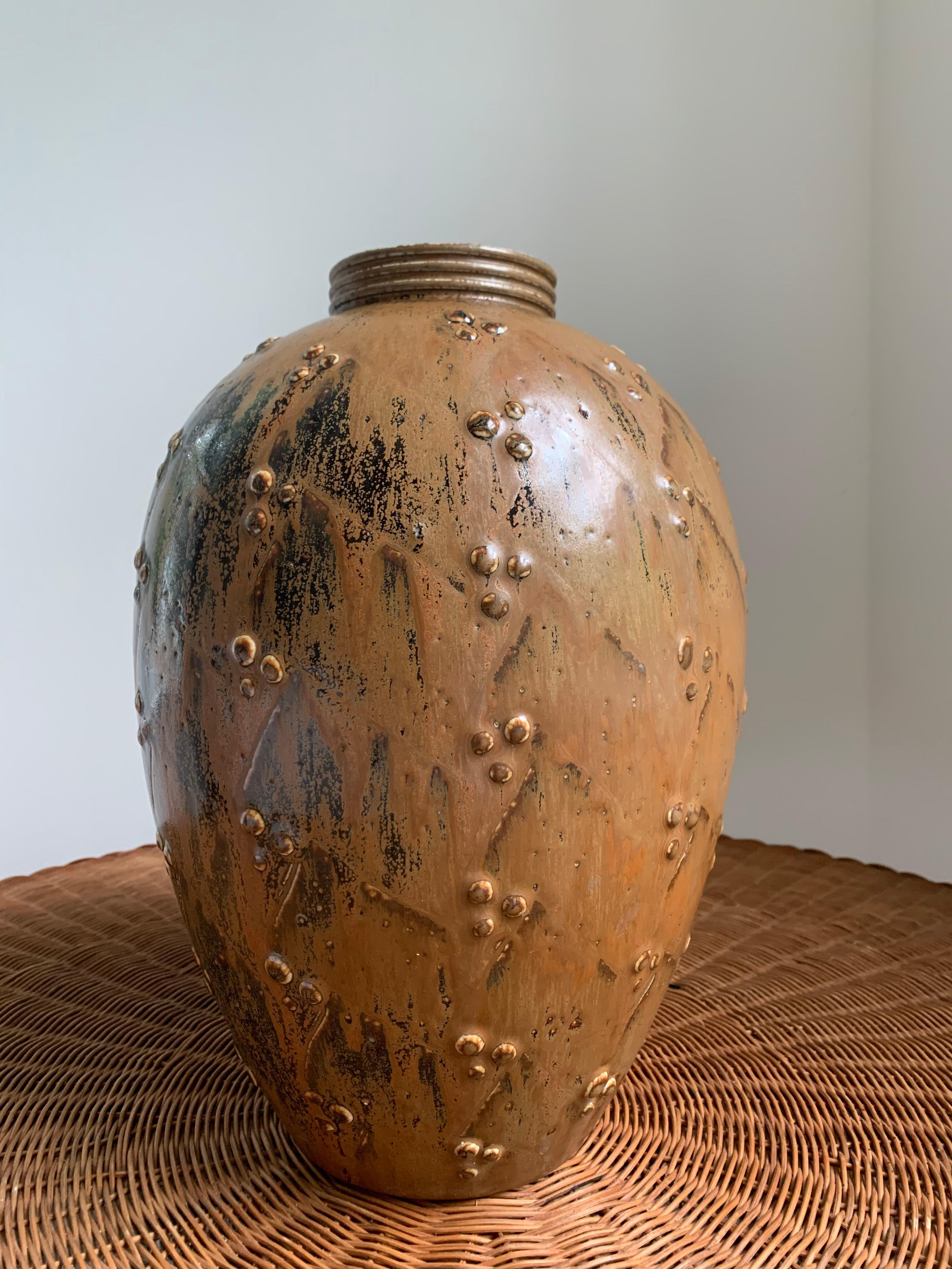 Scandinavian Modern Large Stoneware Vase by Saxbo