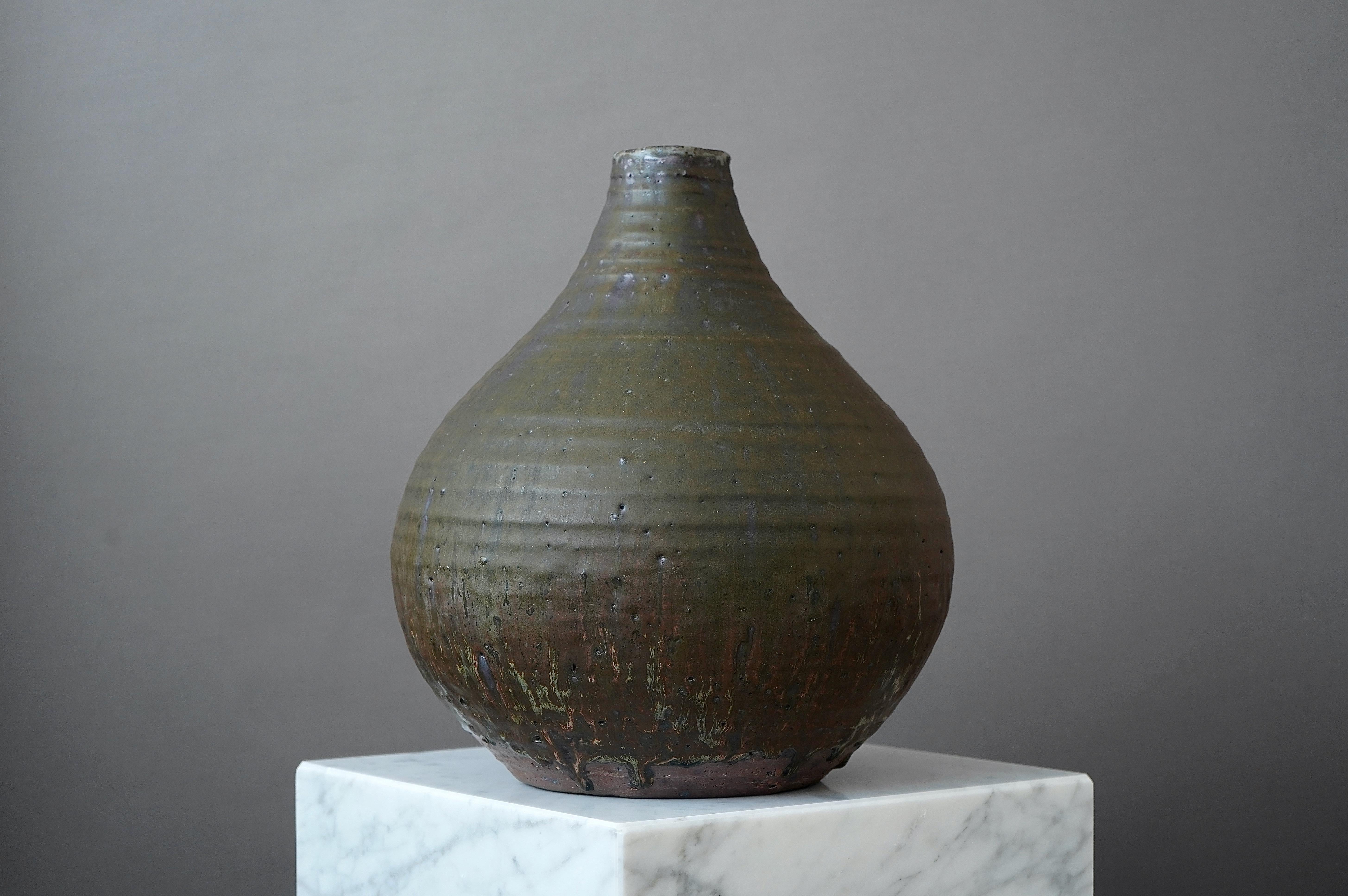 20th Century Large Stoneware Vase by Swedish Ceramist Rolf Palm, 1964 For Sale