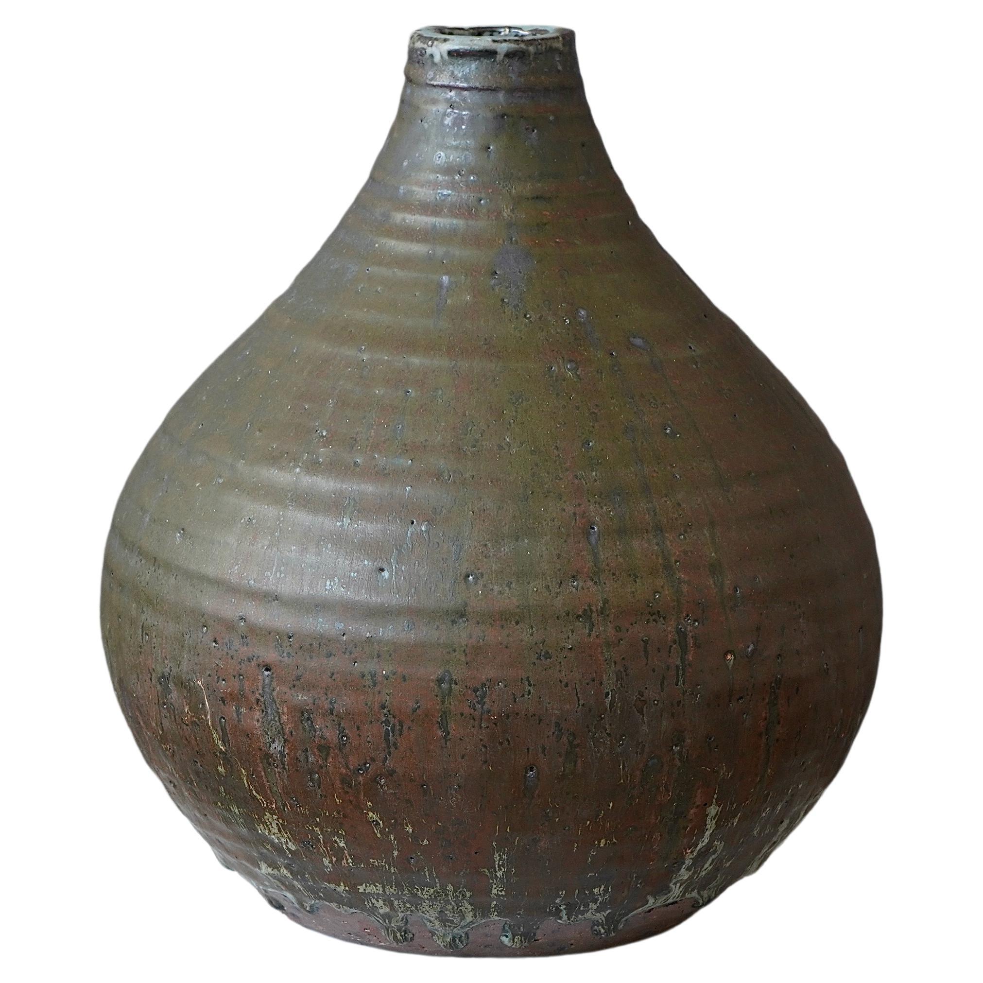 Large Stoneware Vase by Swedish Ceramist Rolf Palm, 1964 For Sale