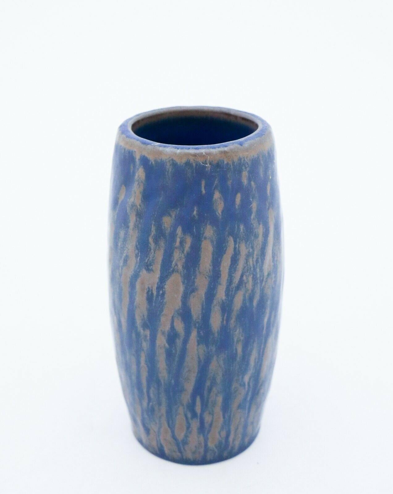 Scandinavian Modern Large Stoneware Vase, Gunnar Nylund, Rörstrand, Blue Rubus For Sale