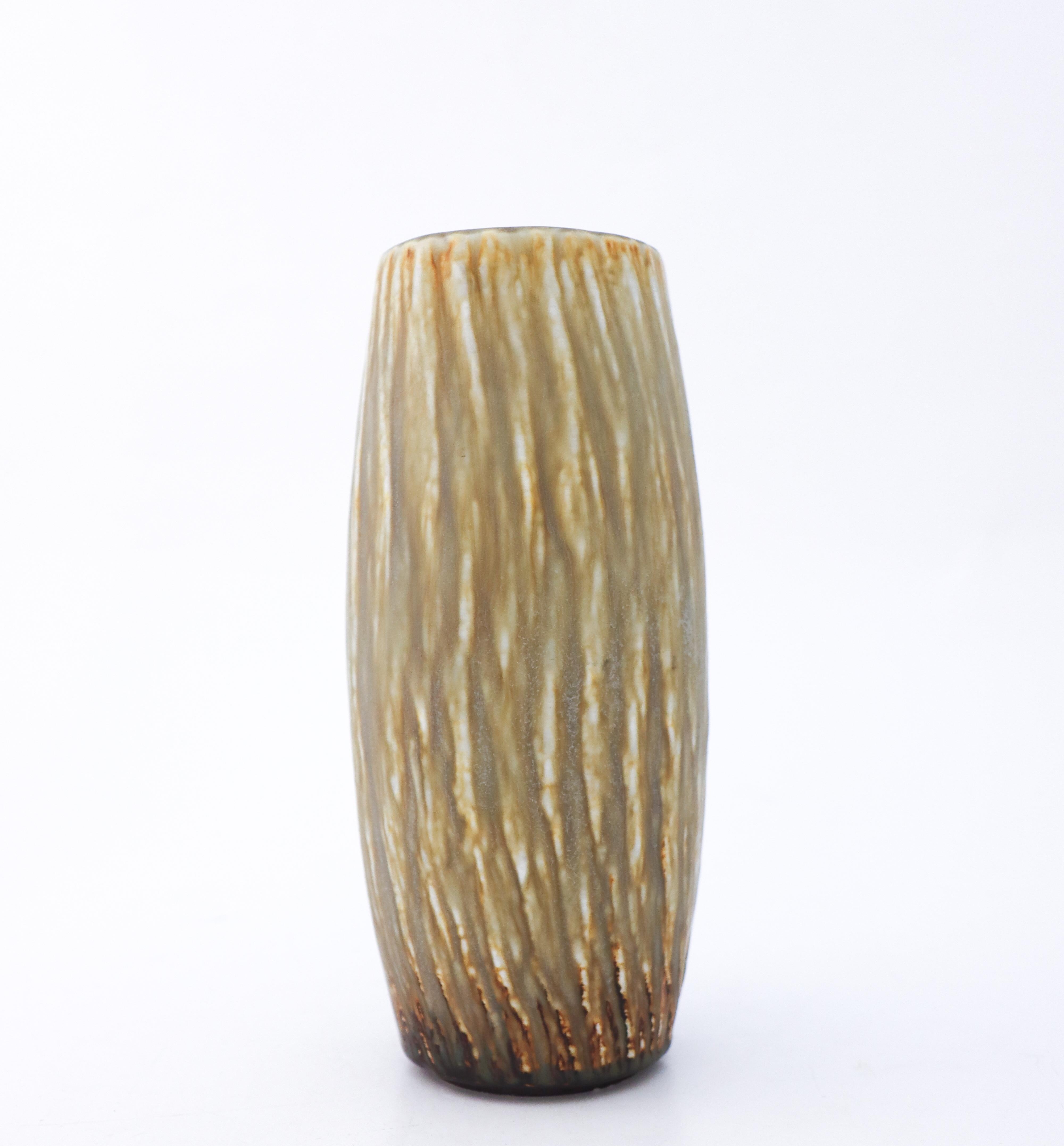 Große Vase aus Steingut, Gunnar Nylund, Rörstrand, Brauner Rubus - Midcentury Modern (Skandinavische Moderne) im Angebot
