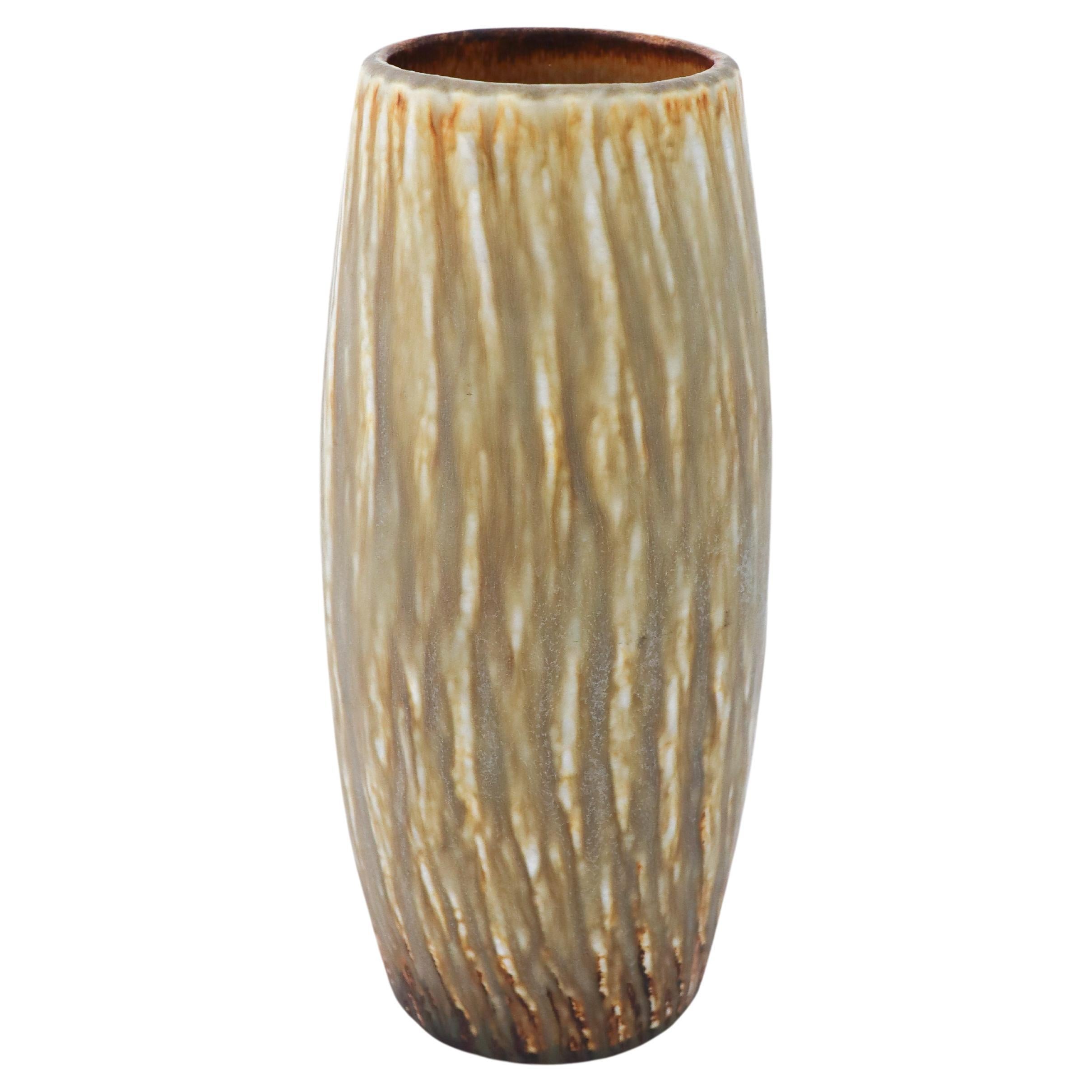 Large Stoneware Vase, Gunnar Nylund, Rörstrand, Brown Rubus, Mid-Century Modern For Sale