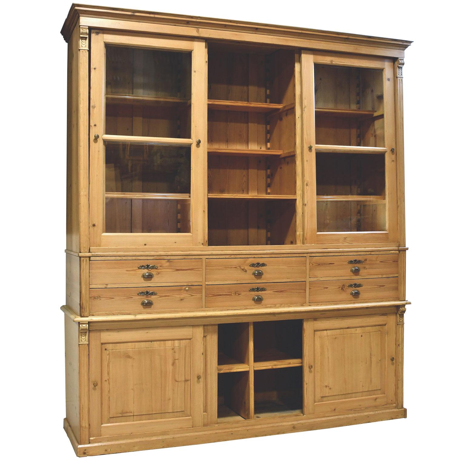 Dutch Large Store Cabinet or Bookcase in Pine, Northern, Europe, circa 1880