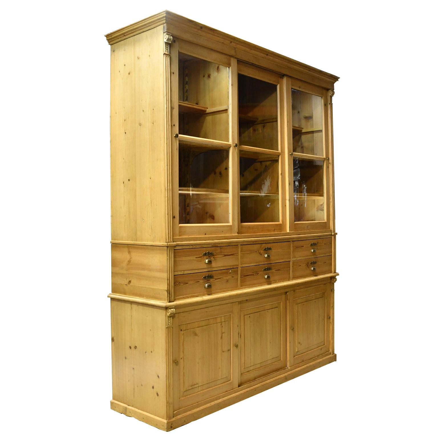19th Century Large Store Cabinet or Bookcase in Pine, Northern, Europe, circa 1880