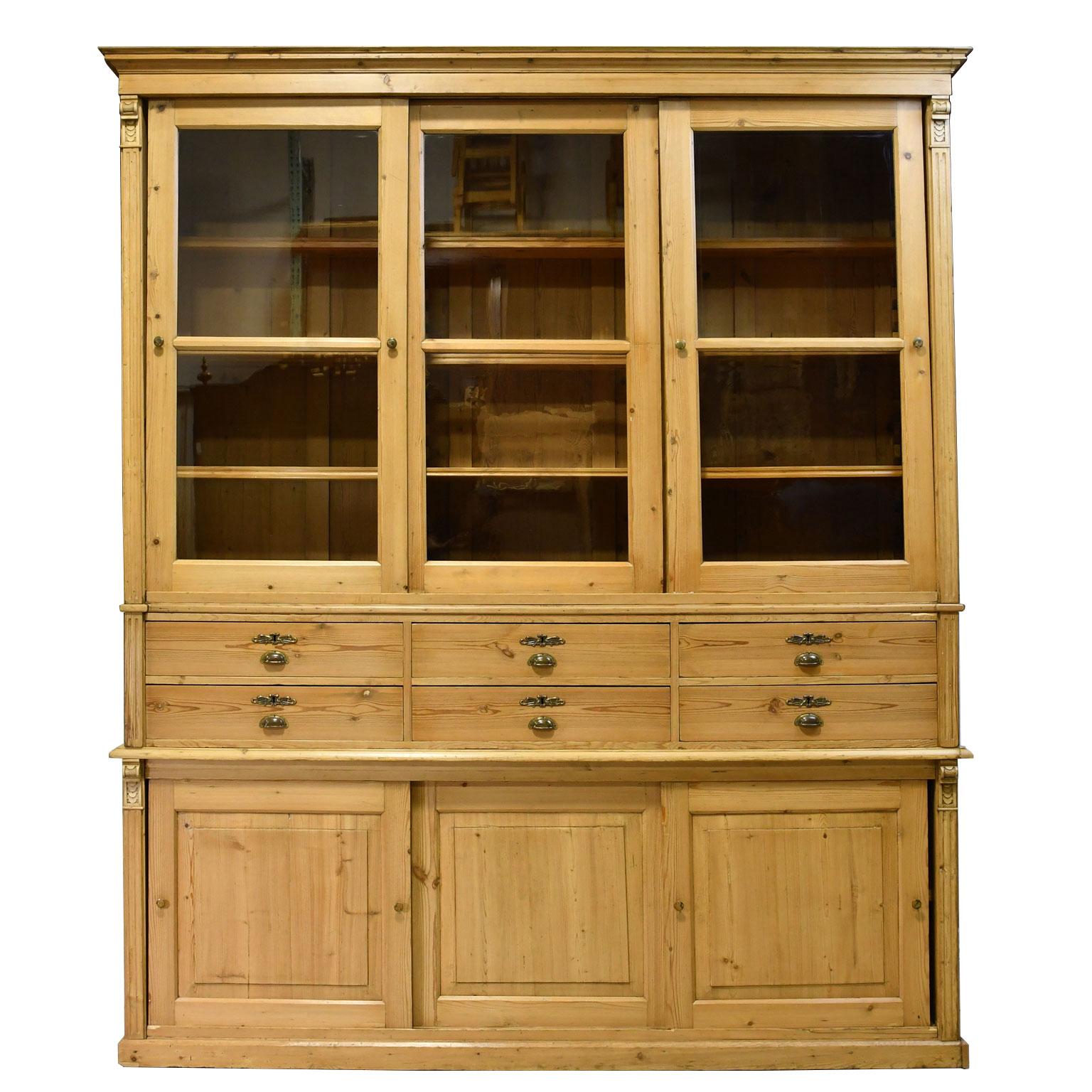 Large Store Cabinet or Bookcase in Pine, Northern, Europe, circa 1880 2
