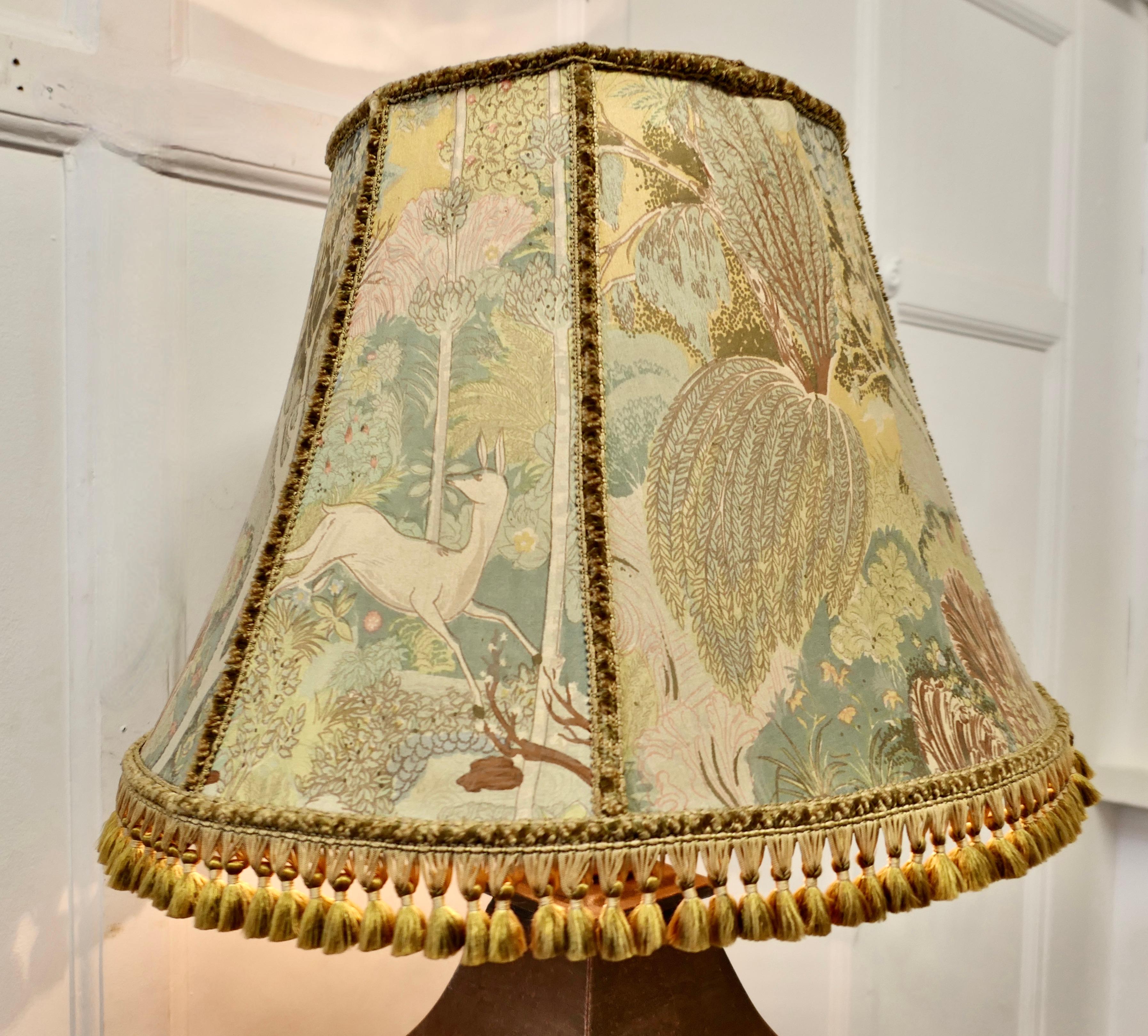 Large Strapwork Iron Lamp with Jungle Lamp Shade For Sale 1