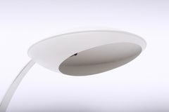 Fase Style Streamline White Enamel Metal Desk Lamp with Saucer Shade, 1940s