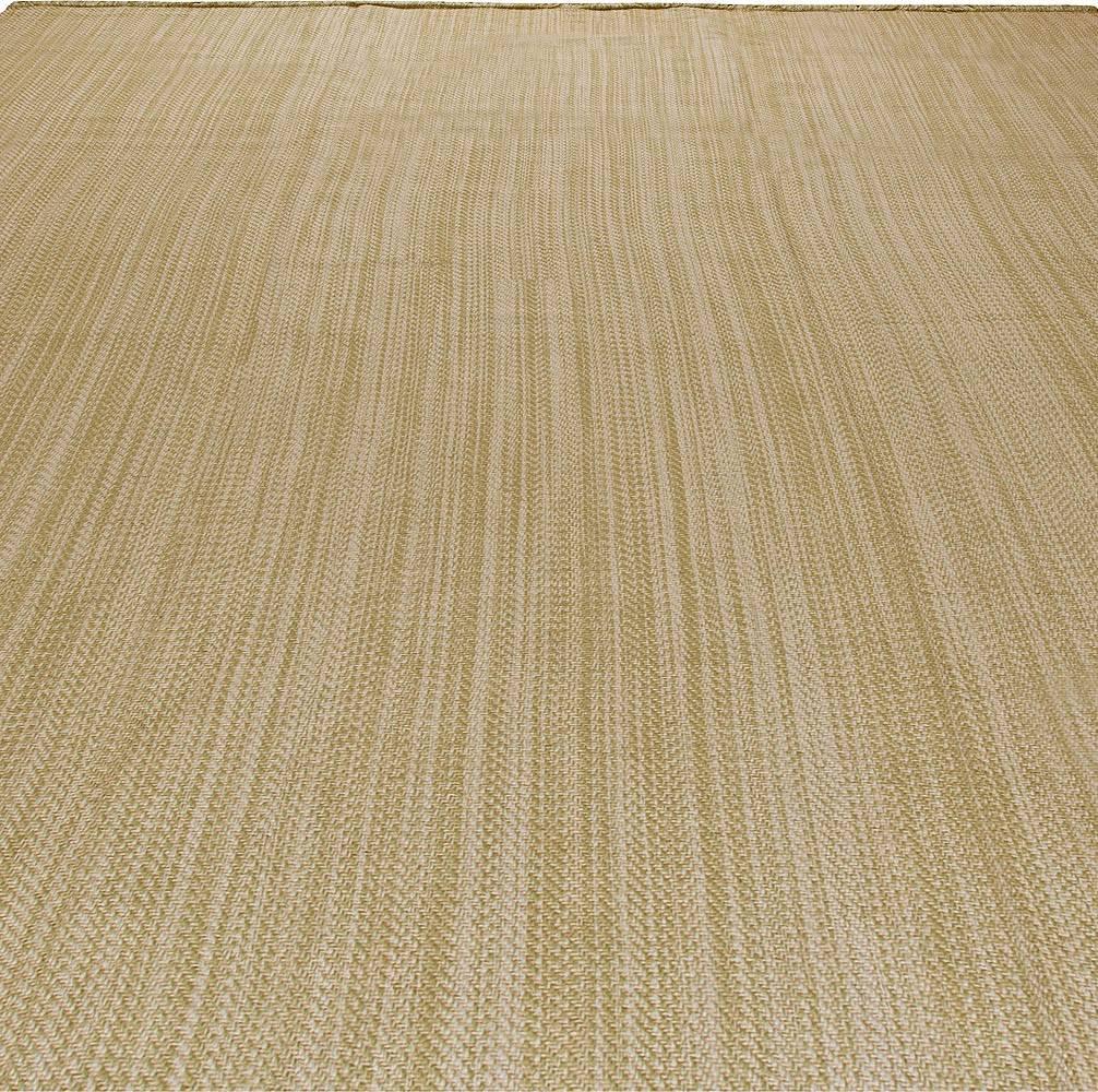 Contemporary Large Striped De Lys Beige Flat-Weave Wool Rug by Doris Leslie Blau For Sale