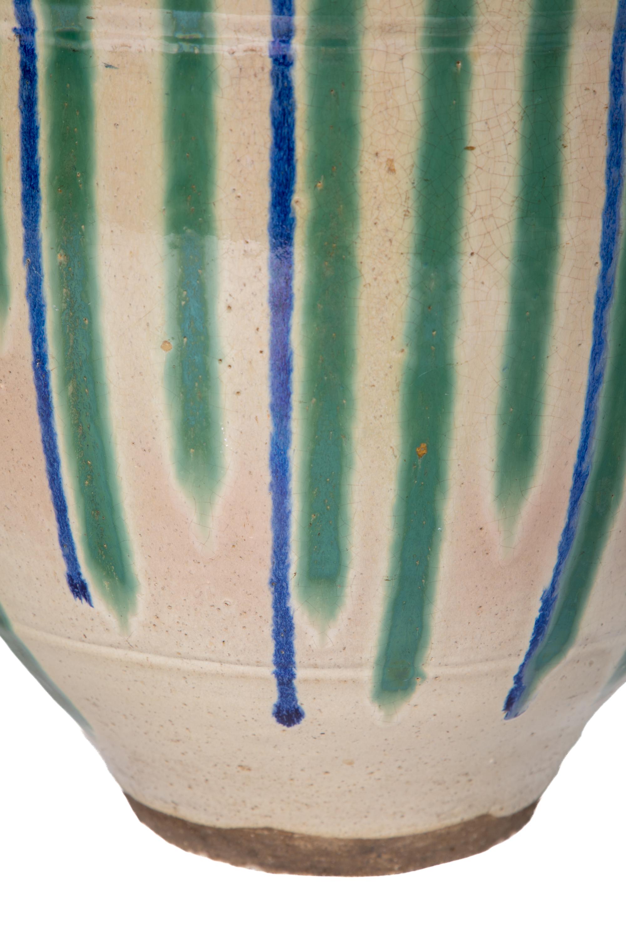 19th Century Large Striped Japanese Vase For Sale