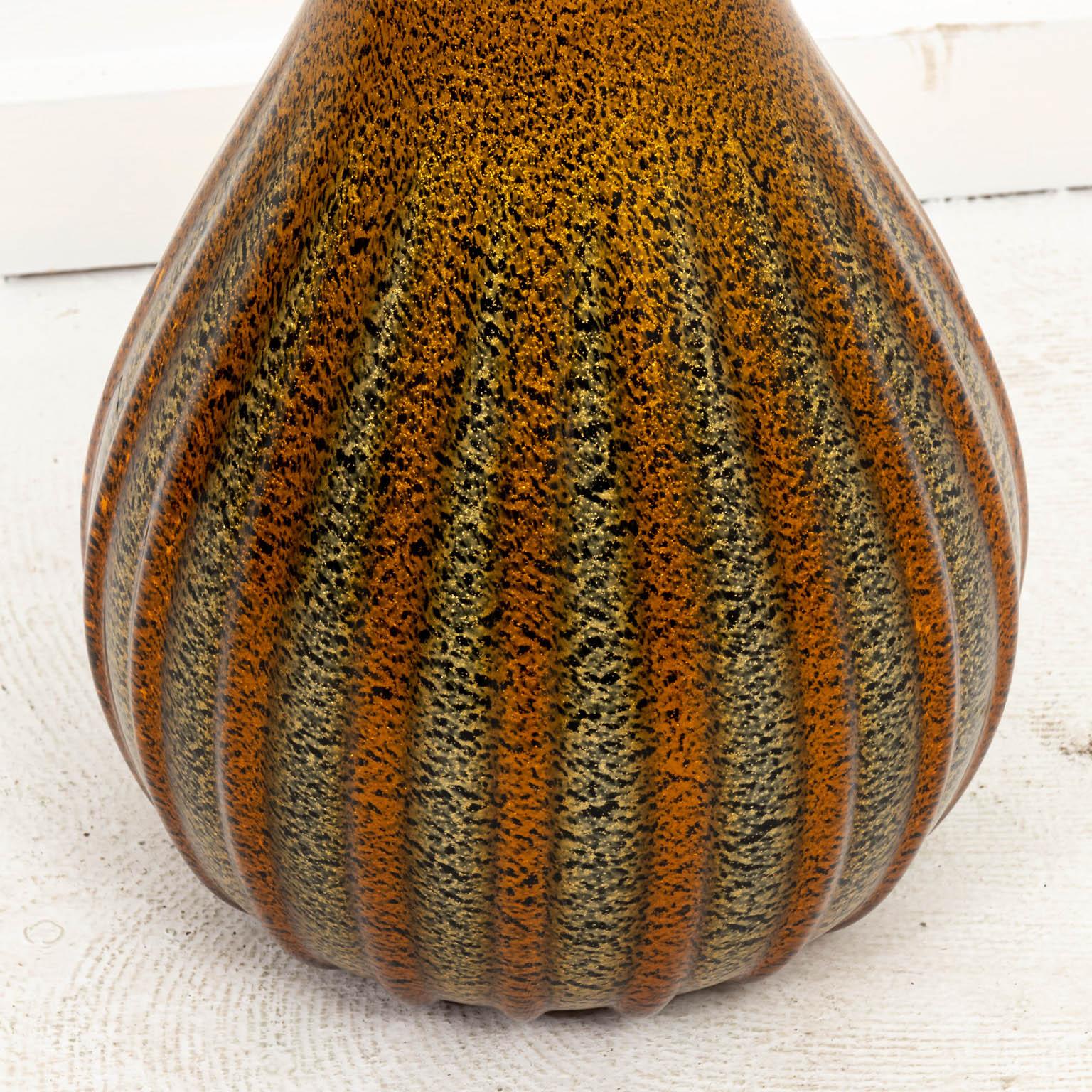 Italian Large Striped Murano Glass Vase For Sale