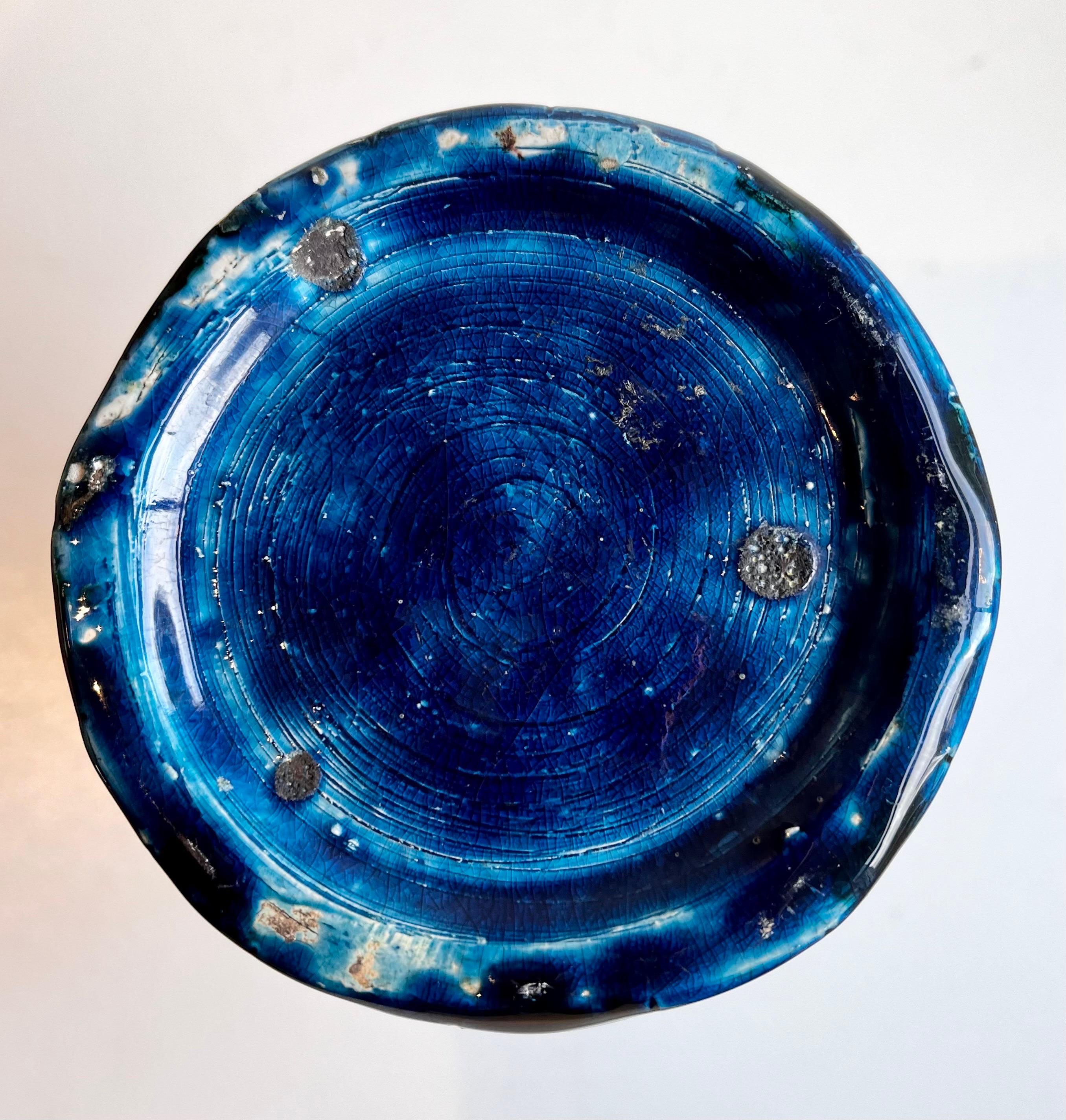 Large Striped Rimini Blue Glazed Mid-Century Vase, Italy, circa 1960 in vendita 3