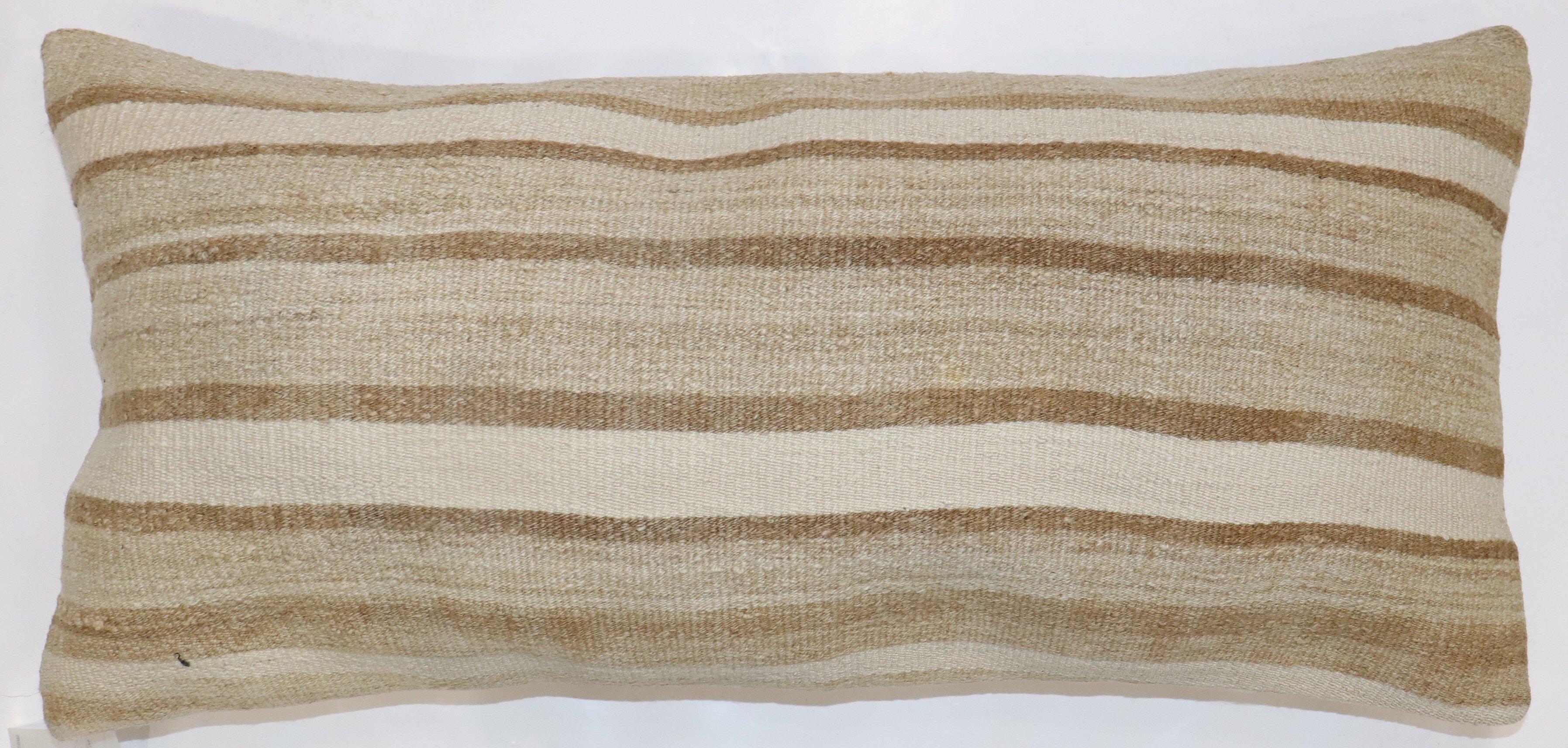 Large Striped Turkish Vintage Kilim Pillow In Good Condition In New York, NY