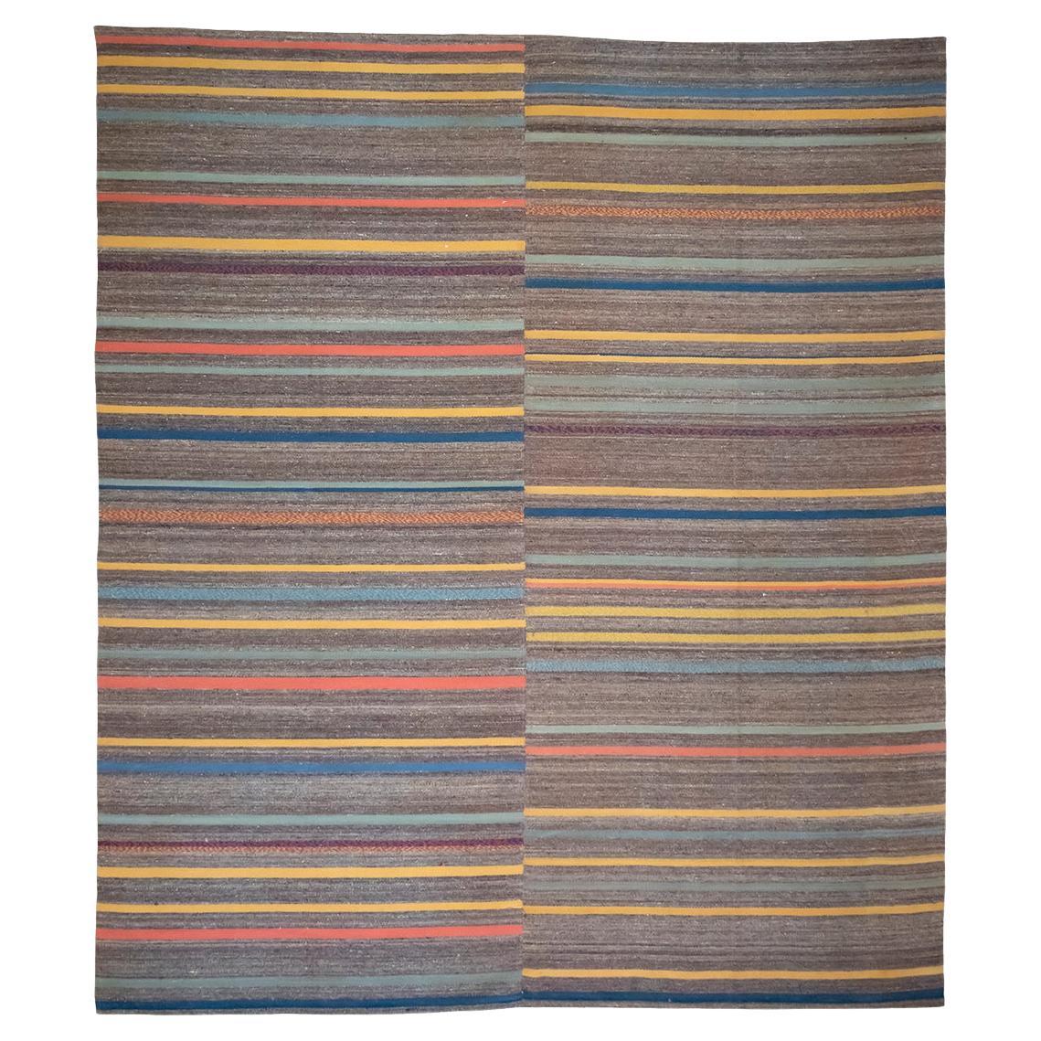 Large Striped Two-Panel Kilim 'DK-117-48' For Sale
