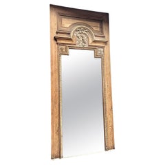 Large Stripped Fir Tree Trumeau Mirror France, Late 19th Century