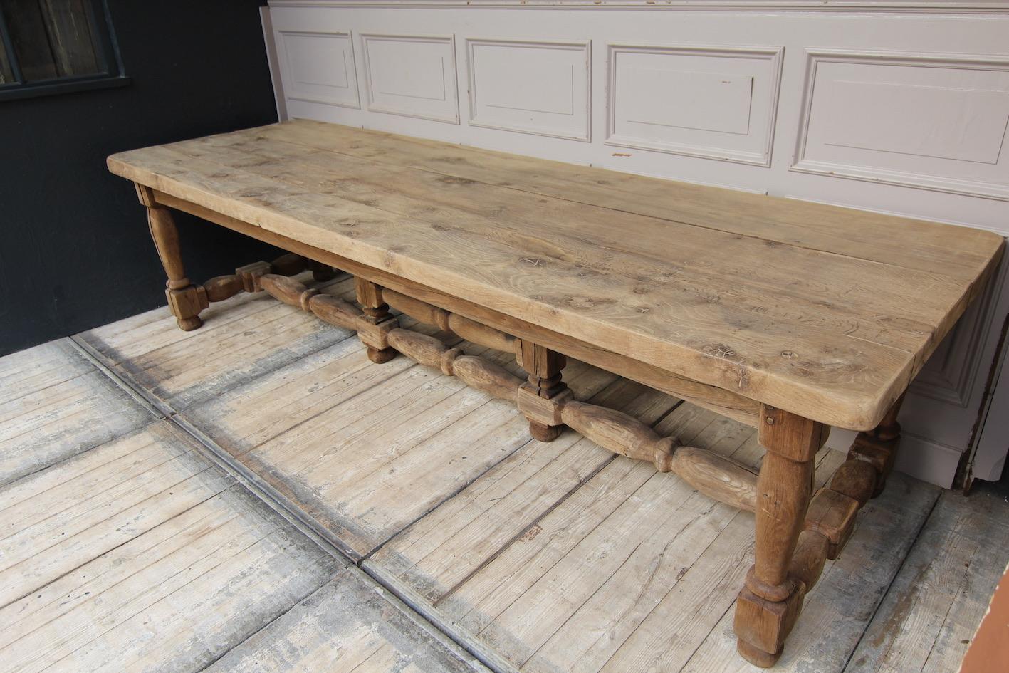 Large Stripped Oak Monastery Table 8