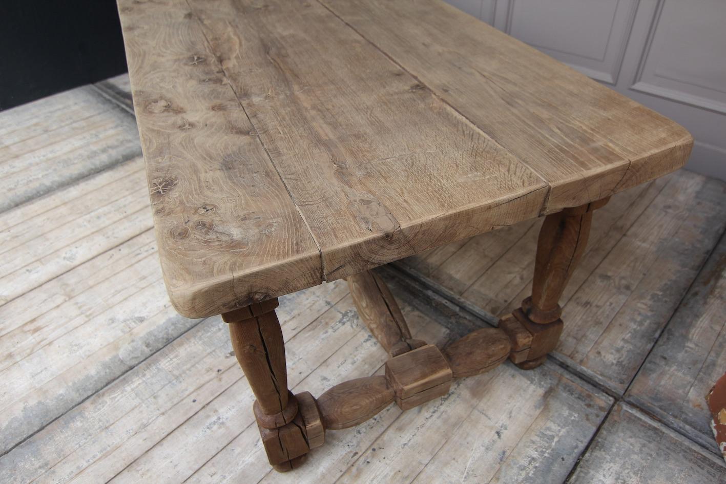 Large Stripped Oak Monastery Table 10