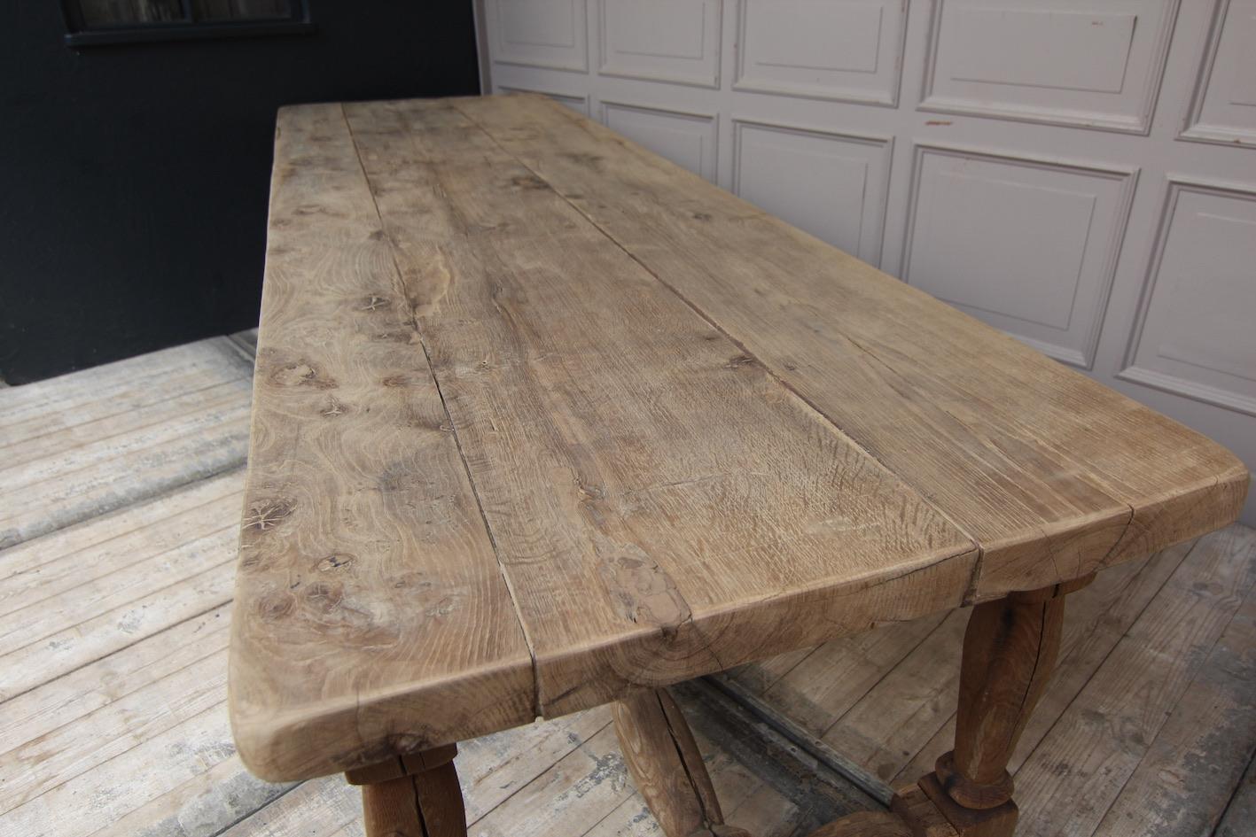 Large Stripped Oak Monastery Table 11