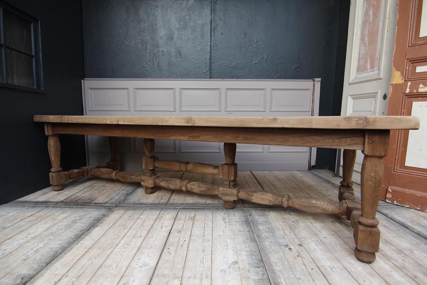 Large Stripped Oak Monastery Table 12