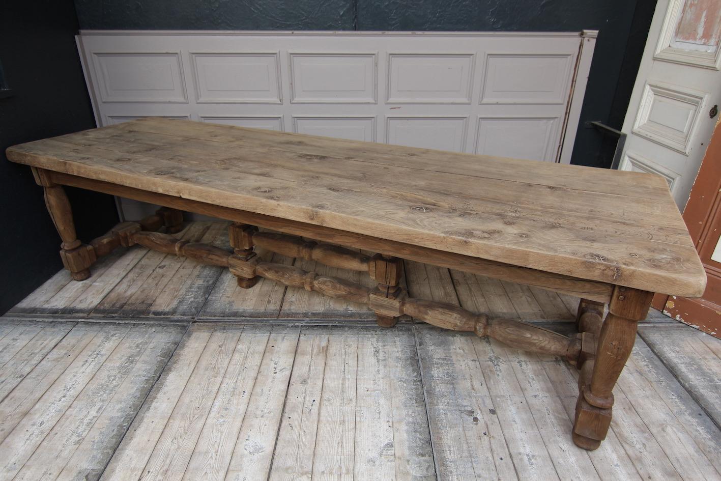 Large Stripped Oak Monastery Table 14