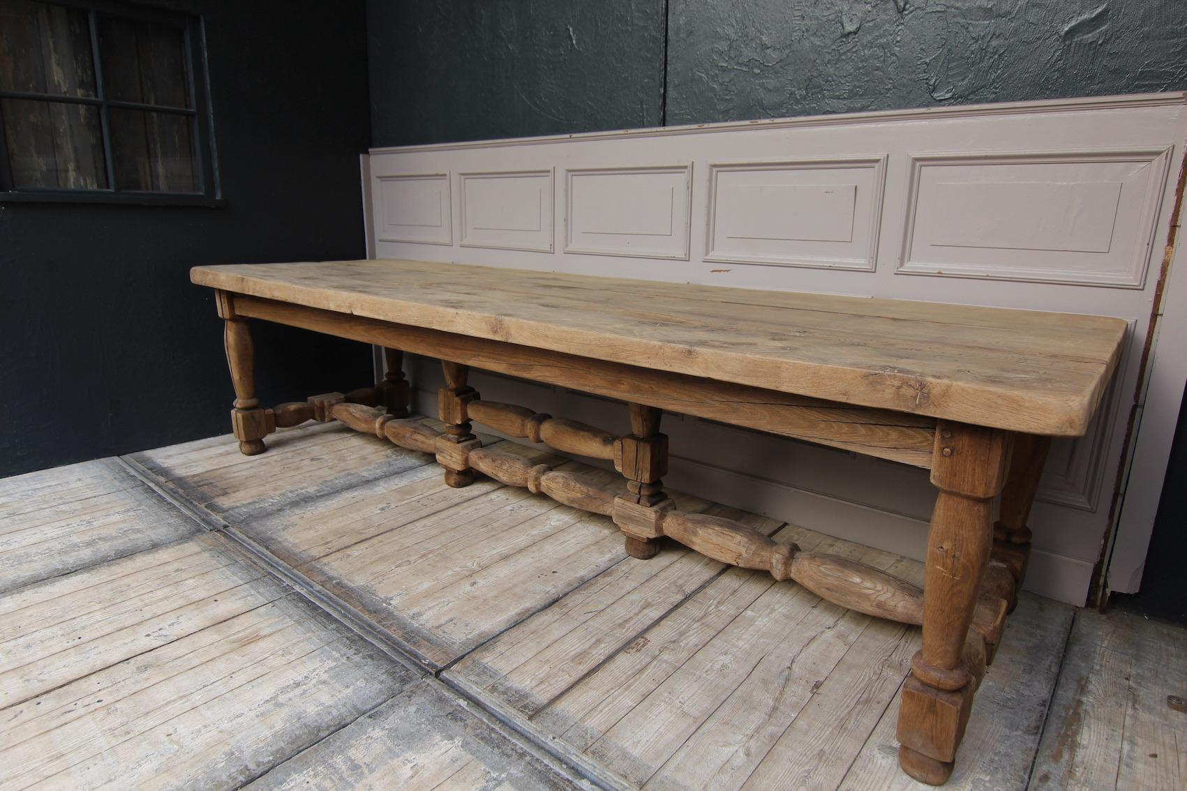 French Provincial Large Stripped Oak Monastery Table